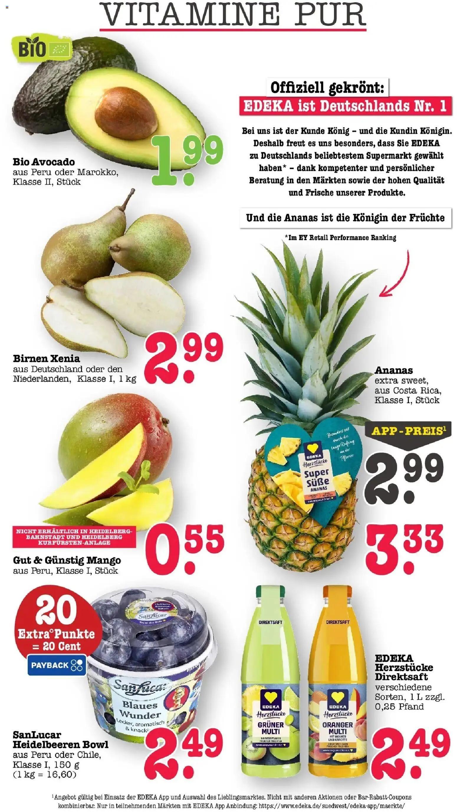 Edeka prospekt Wörth Am Rhein	 – gültig ab 02.03.2026 | Seite: 2 | Produkte: Ananas, Heidelbeeren, Avocado, Mango