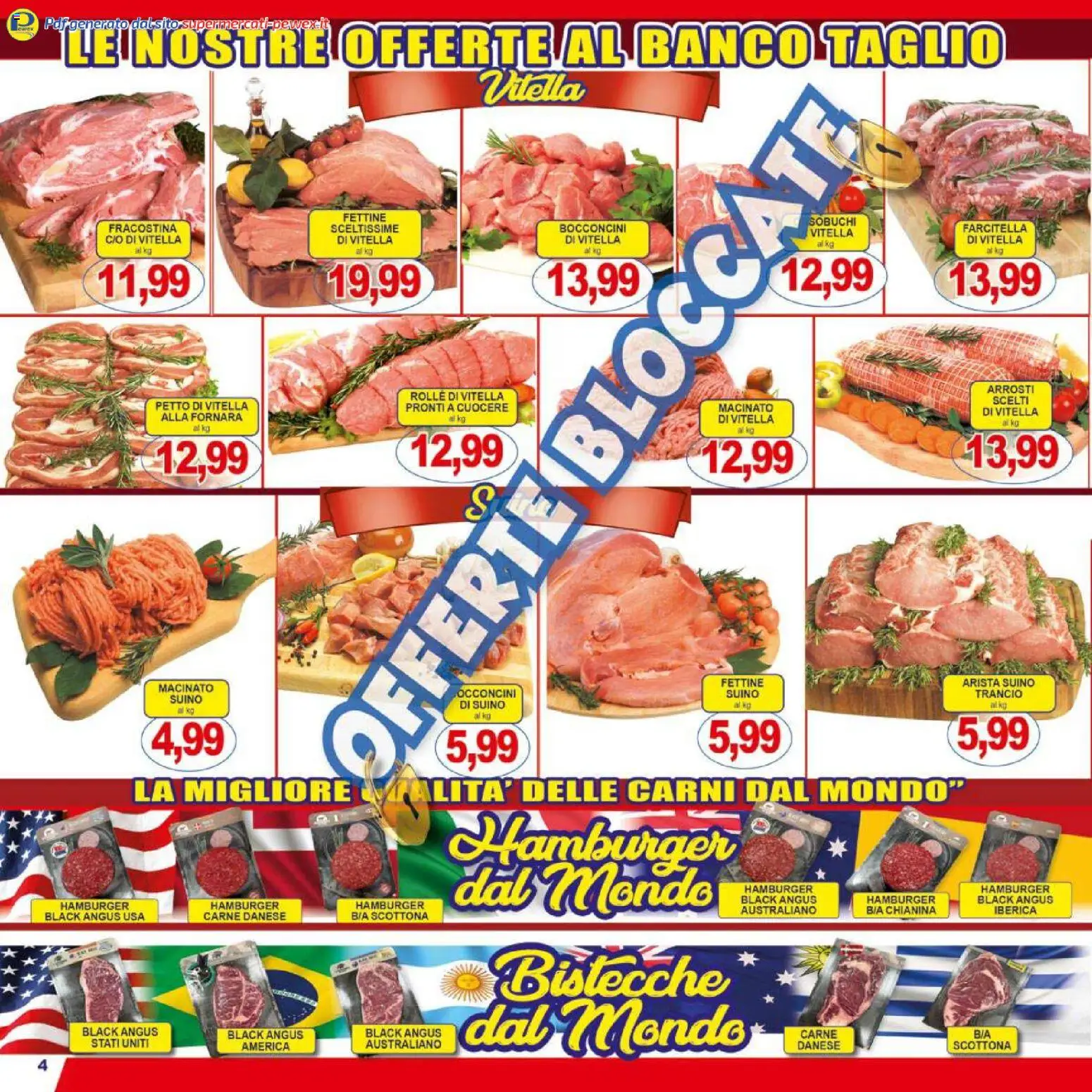 Volantino Pewex del 07.11.2025 | Pagina: 4 | Prodotti: Suino, Hamburger, Macinato