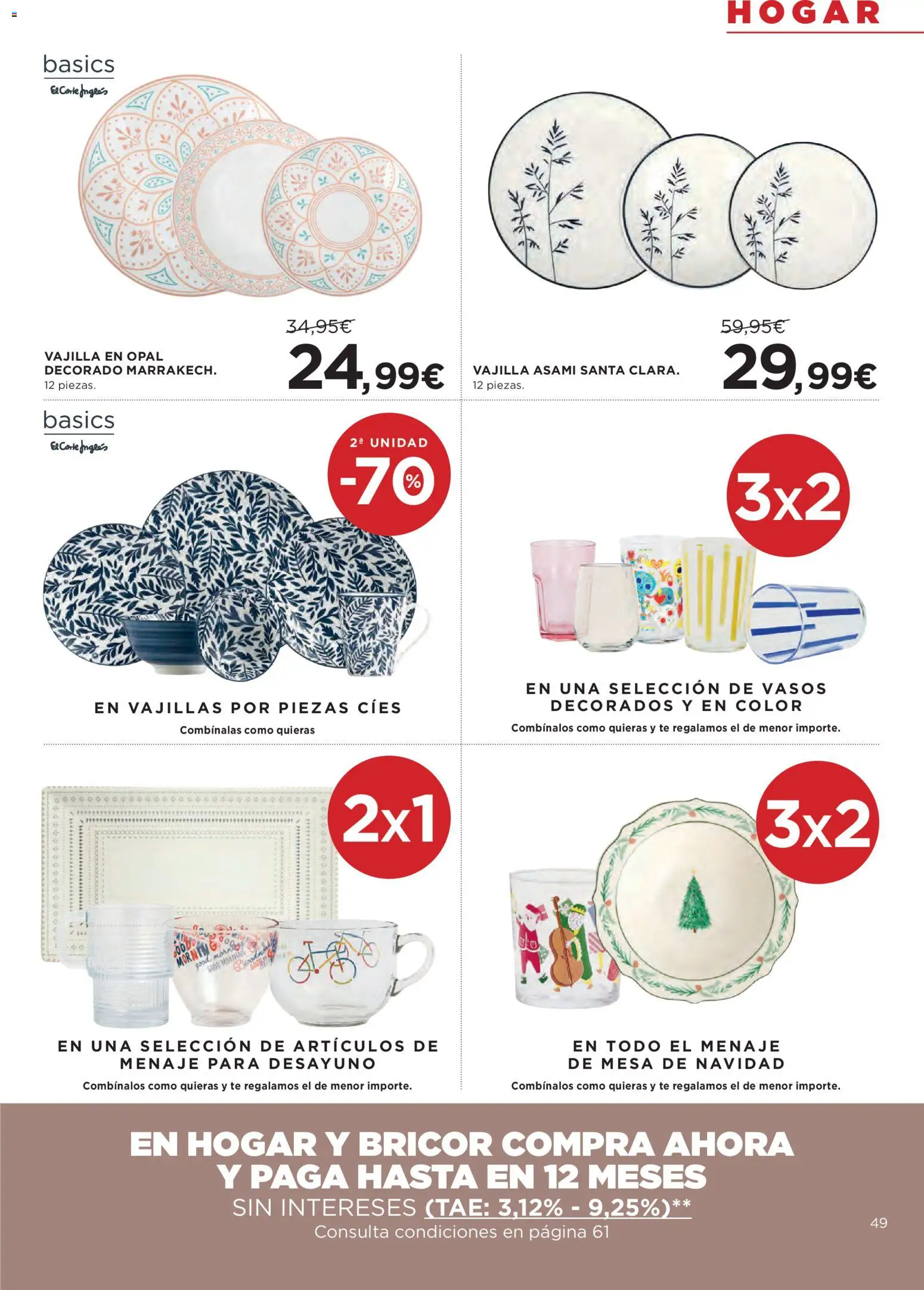 Hipercor catálogo │ válido desde el 07.01.2026 | Página: 49 | Productos: Vasos, Té, Βρεφικό κρεβάτι, Mesa