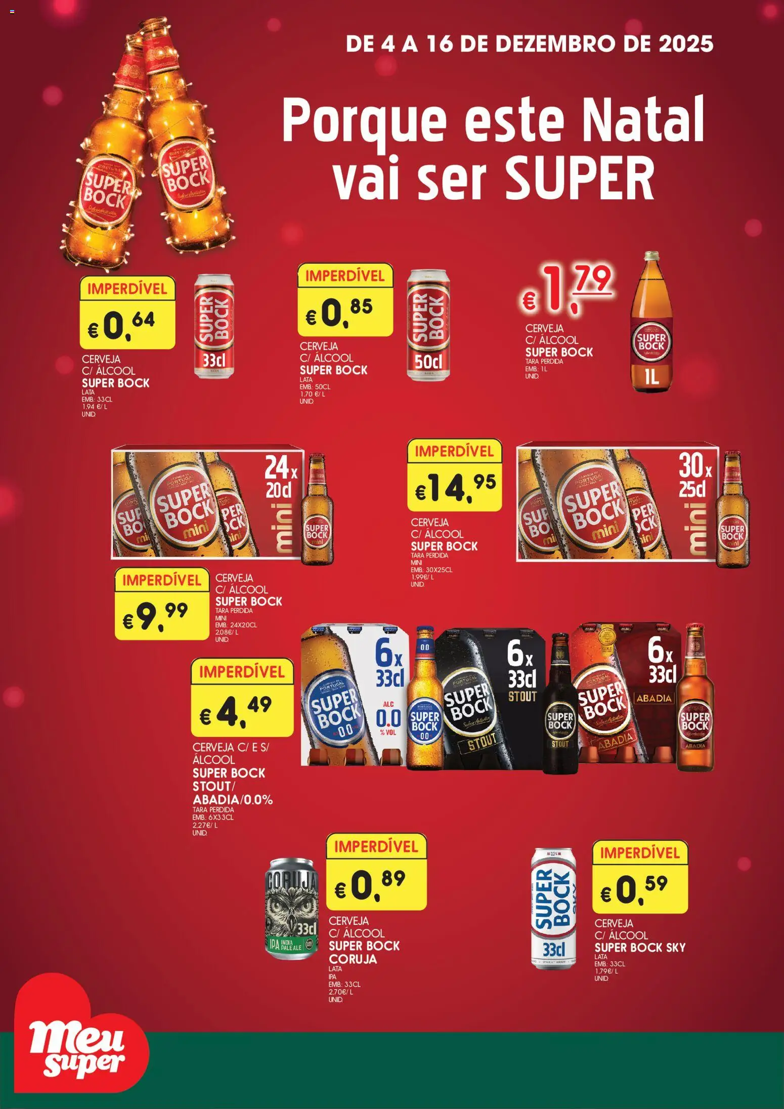 Meu Super folheto │ válido de 04.12.2025 | Página: 1 | Produtos: Super bock sky, Super bock, Cerveja