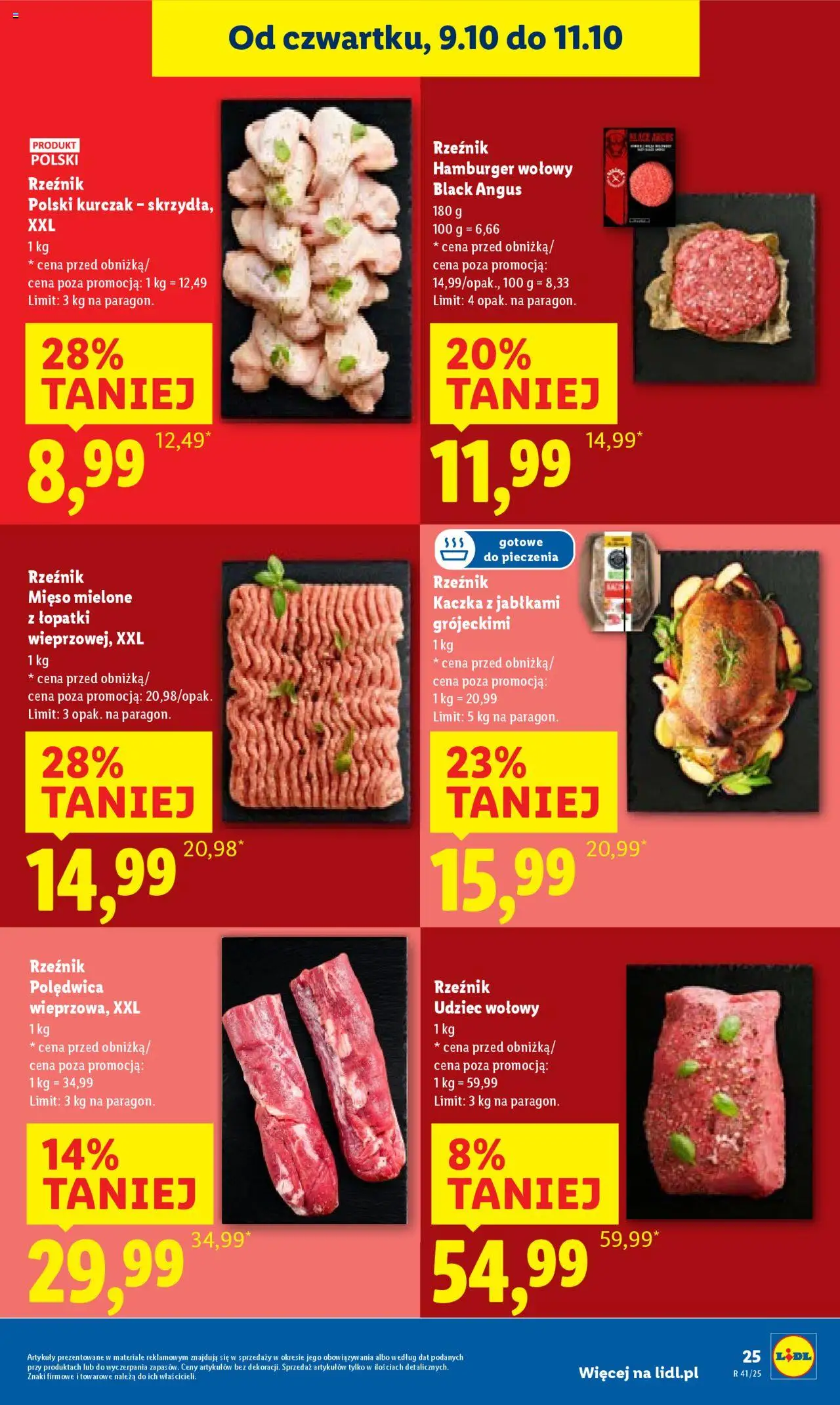 Lidl Gazetka od 09.10.2025 | Strona: 31 | Produkty: Hamburger, Mięso, Kaczka z jabłkami, Mięso mielone