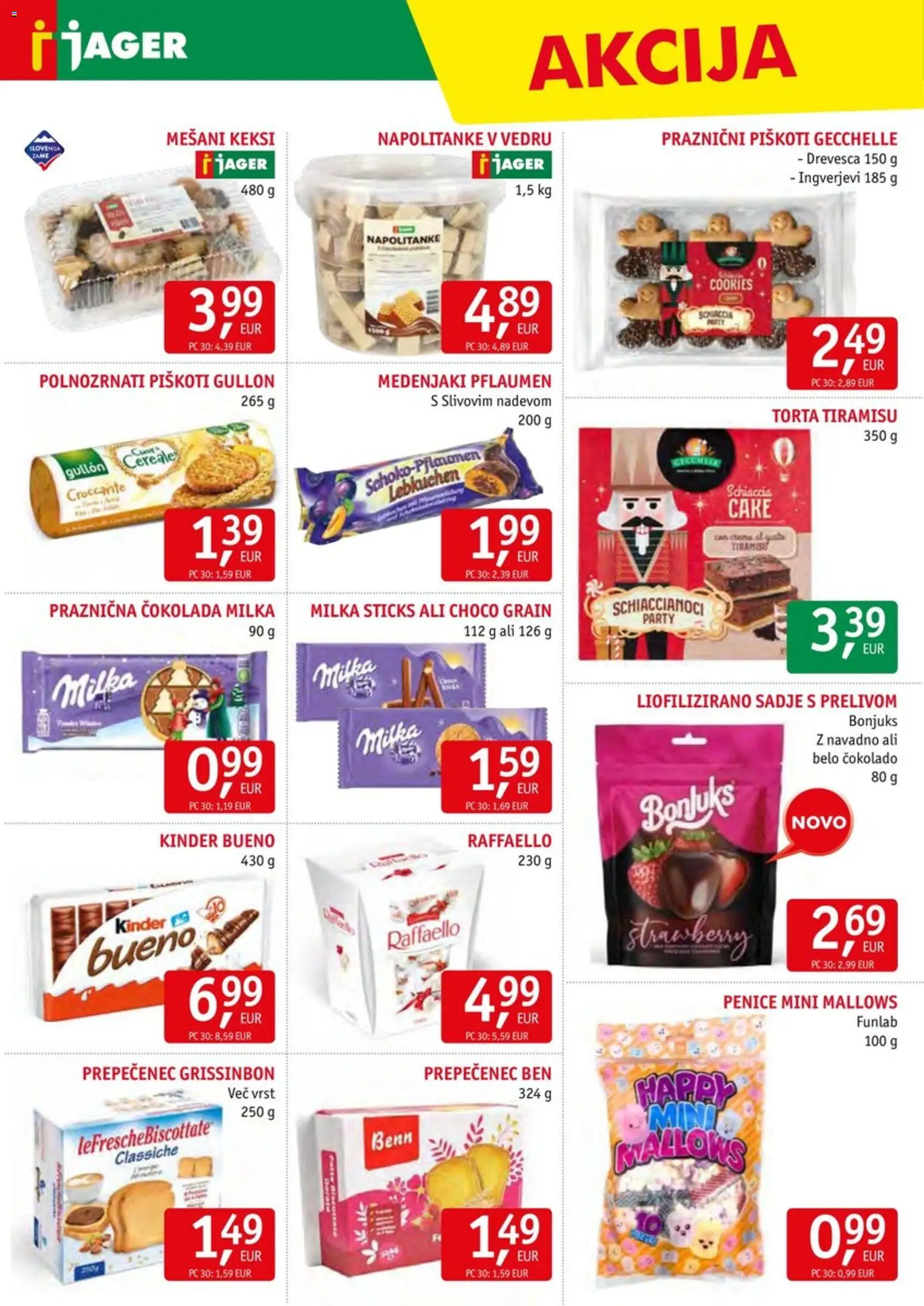 Novi Jager katalog ponudbe – veljaven od 24.12.2025 | Stran: 10 | Izdelki: Napolitanke, Cokolada, Piskoti, Sadje