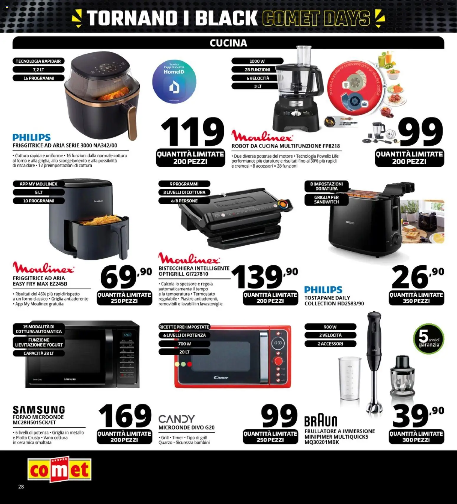 Volantino Comet del 31.10.2025 | Pagina: 28 | Prodotti: Microonde, Lavastoviglie, Robot, Tostapane