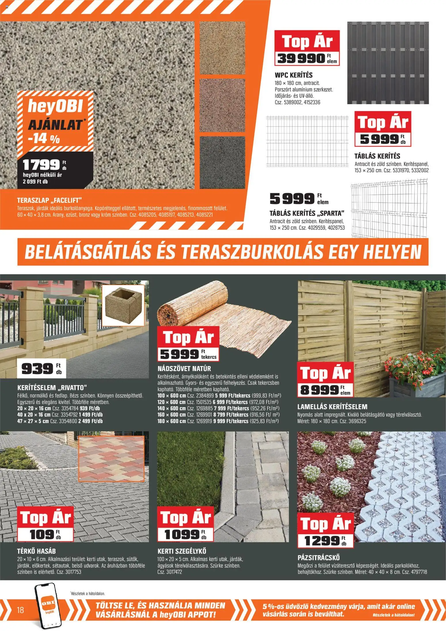 OBI akciós ujság - amely érvényes a következő dátumtól: 28.04.2026 | Oldal: 18 | Termékek: Belátásgátló, Szegélykő