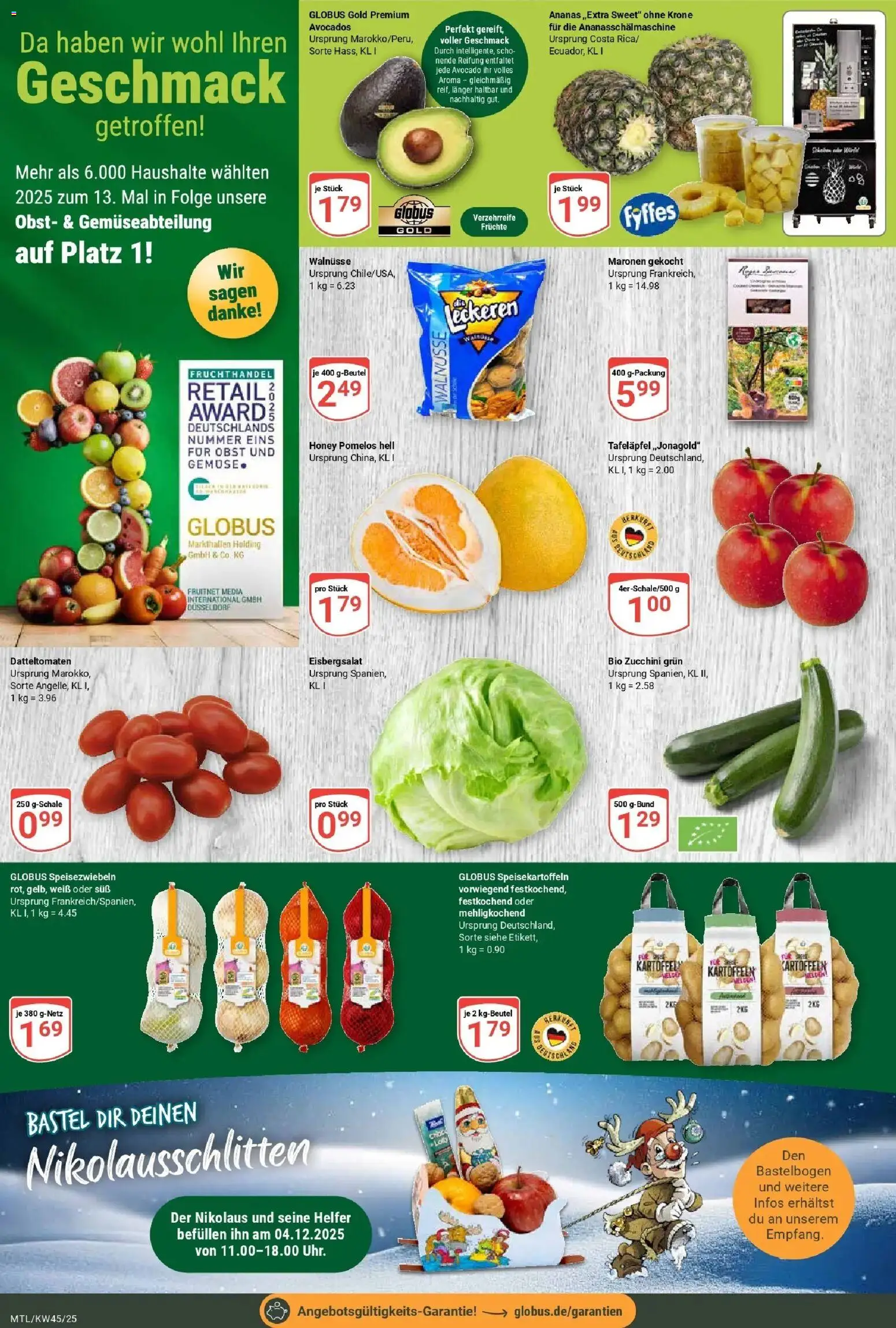 Globus prospekt Maintal-Dörnigheim	 – gültig ab 02.11.2025 | Seite: 6 | Produkte: Walnüsse, Ananas, Kartoffeln, Obst