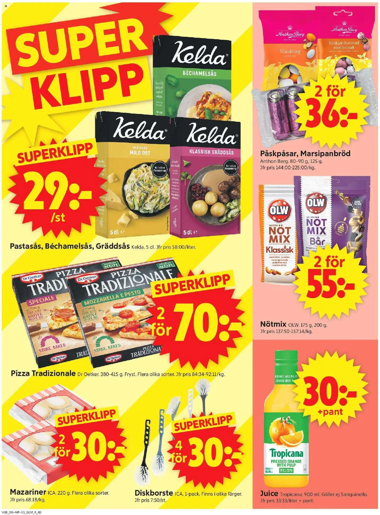 ICA Supermarket reklamblad aktuell från 16.02.2026 | Sida: 2 | Produkter: Gem, Ost, Pizza, Juice