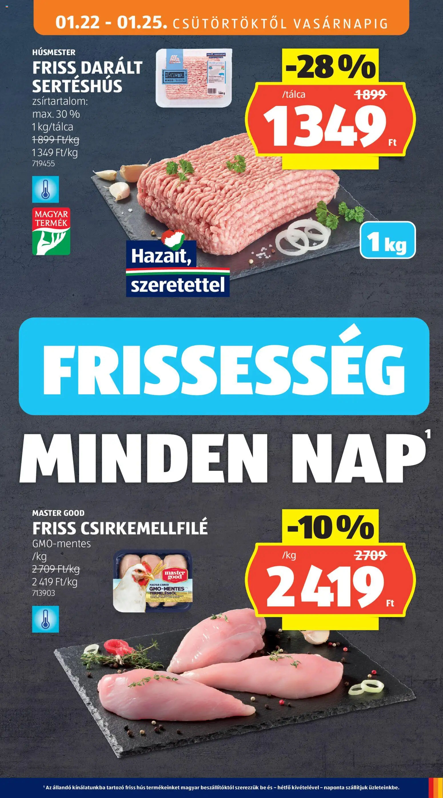 Aldi akciós ujság - amely érvényes a következő dátumtól: 22.01.2026 | Oldal: 15 | Termékek: Hús, Darált sertéshús, Sertéshús