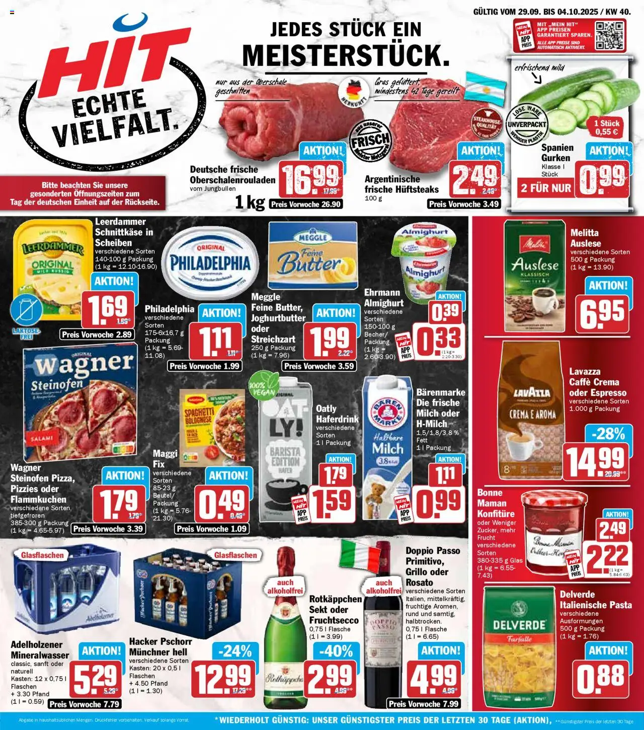 HIT - Bayern – gültig ab 29.09.2025 | Seite: 1 | Produkte: Melitta, Sekt, Doppio Passo, Gurken
