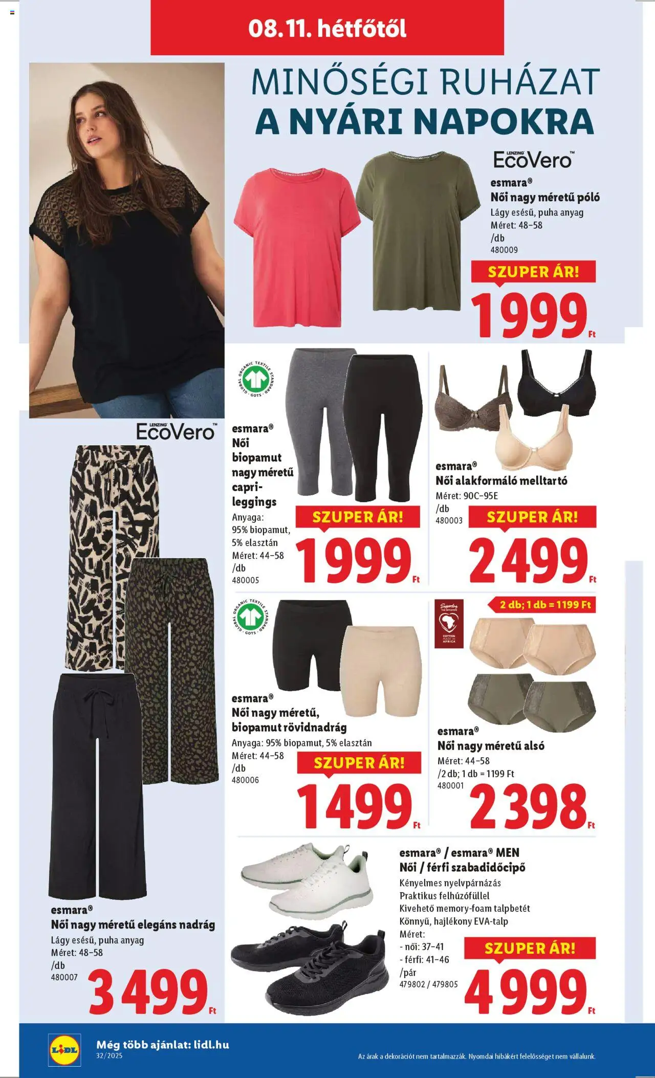 Lidl akciós ujság - amely érvényes a következő dátumtól: 07.08.2025 | Oldal: 44 | Termékek: Nadrág, Rövidnadrág, Melltartó, Leggings