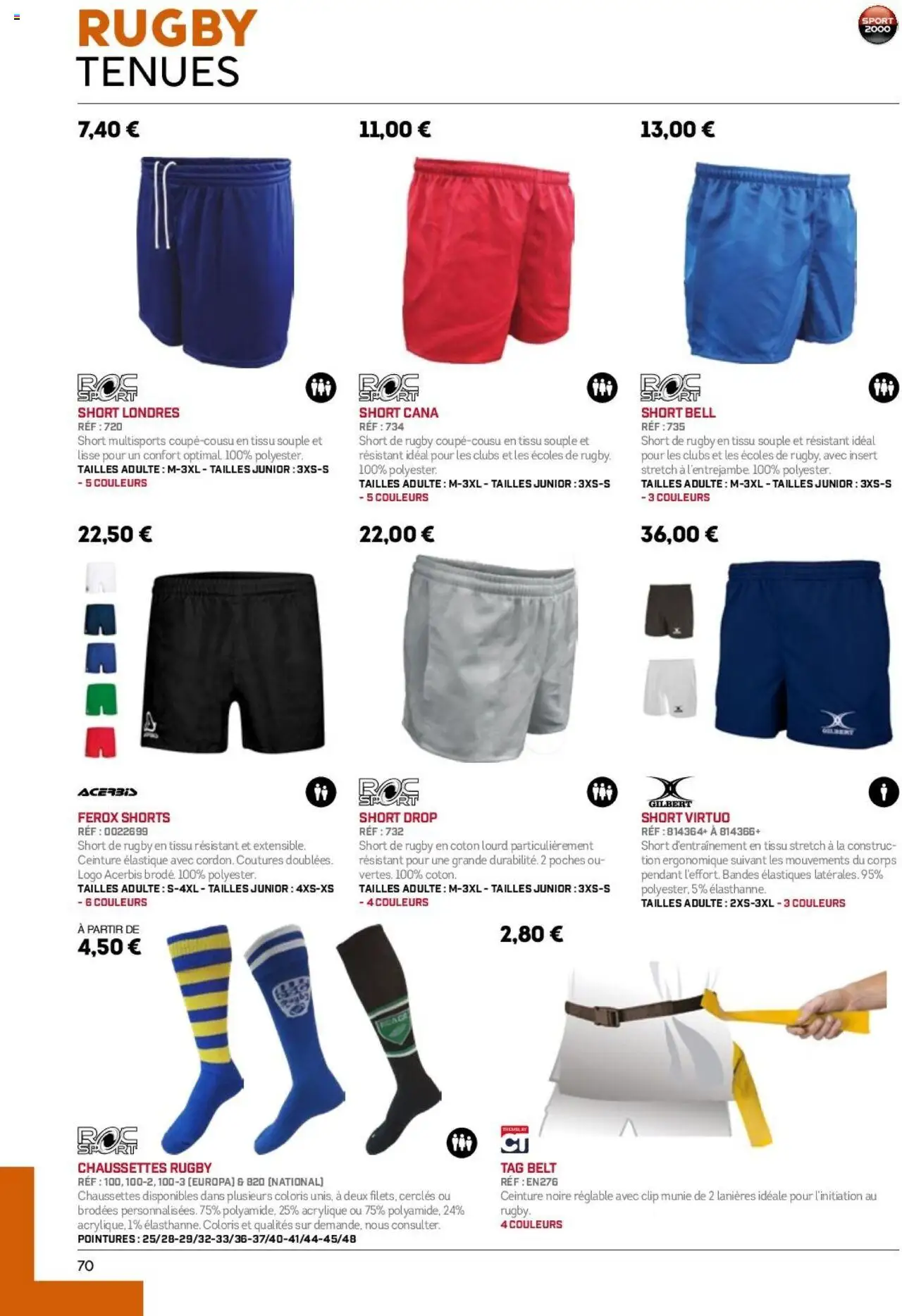 {H1} | Page: 70 | Produits: Coton, Bandes élastiques, Élastiques, Shorts