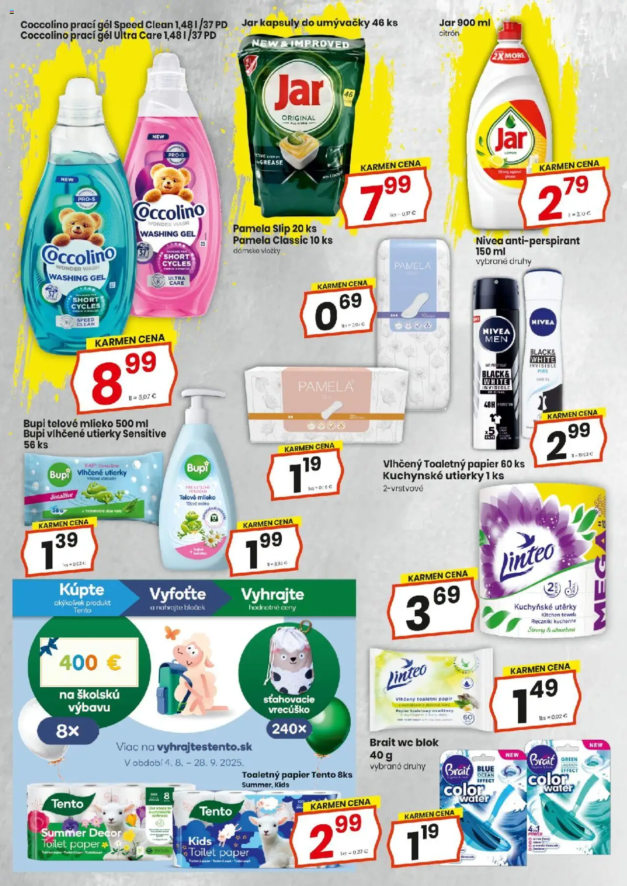 KARMEN CBA maloobchod │ platný od 21.08.2025 | Strana: 15 | Produkty: Mlieko, Telové mlieko, Antiperspirant, Coccolino