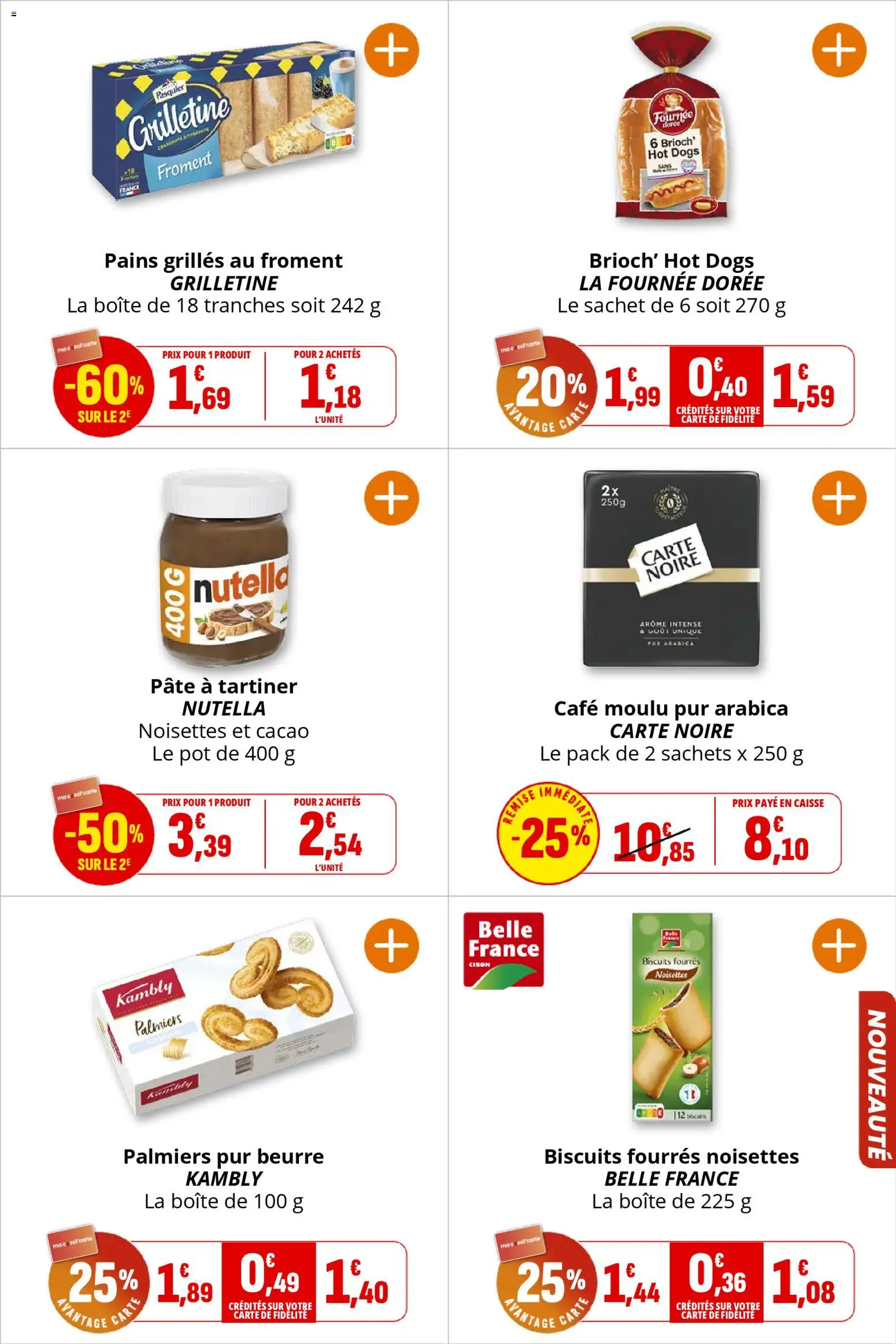 {H1} | Page: 19 | Produits: Pâte à tartiner, Café moulu, Beurre, Biscuits