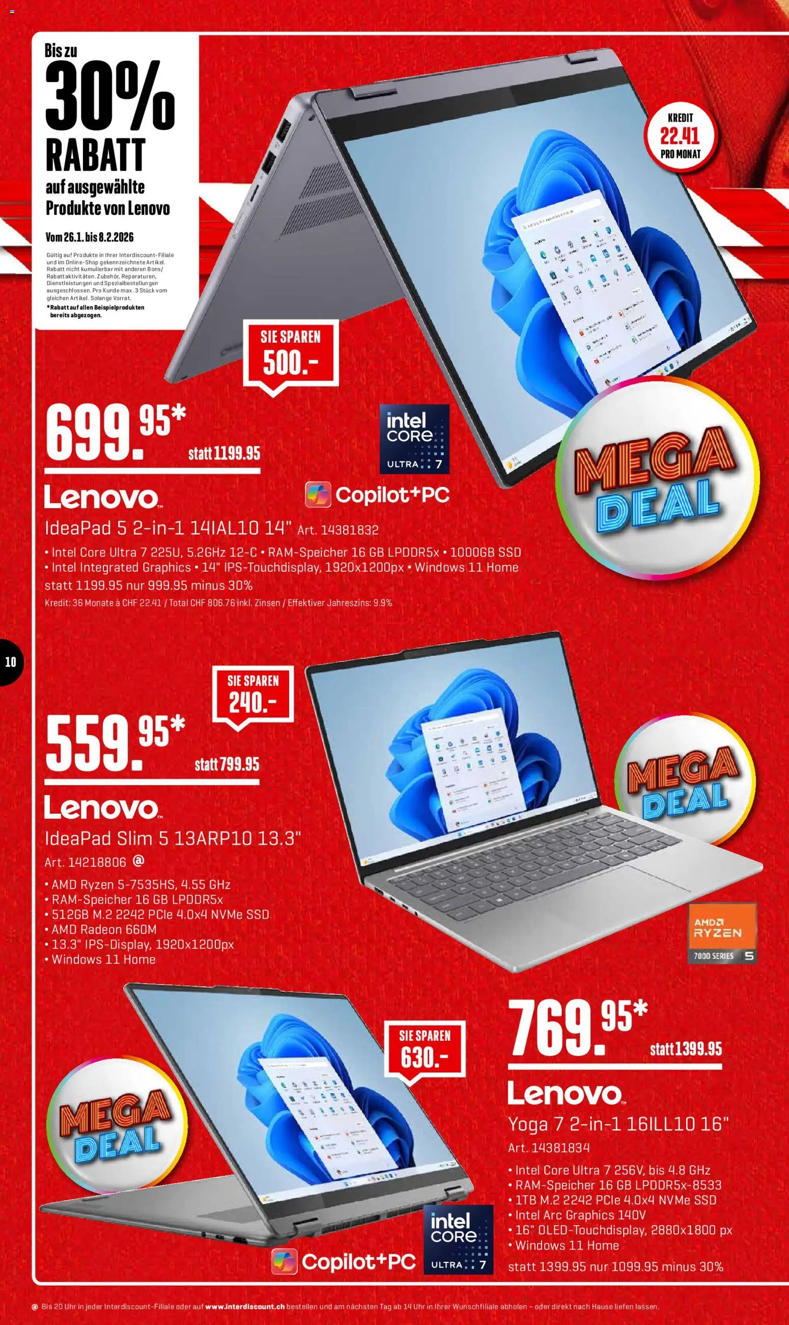 Interdiscount Aktionen – gültig ab 26.01.2026 | Seite: 10 | Produkte: Uhr, Lenovo