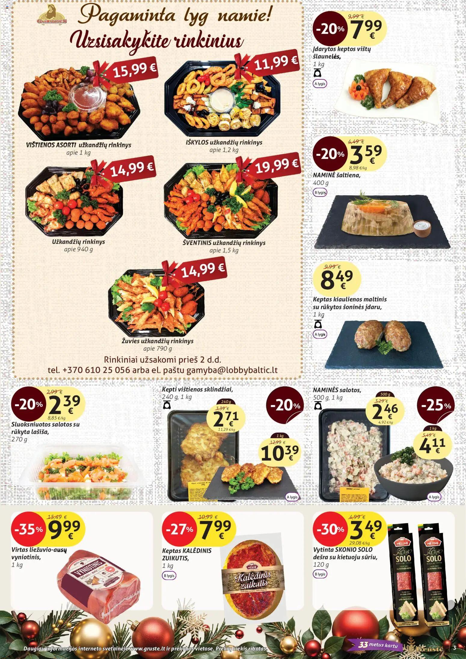 GRUSTE akcijos nuo 21.12.2025 | Puslapis: 3 | Prekių: Salotos, Vištienos, Kiaulienos, Dešra