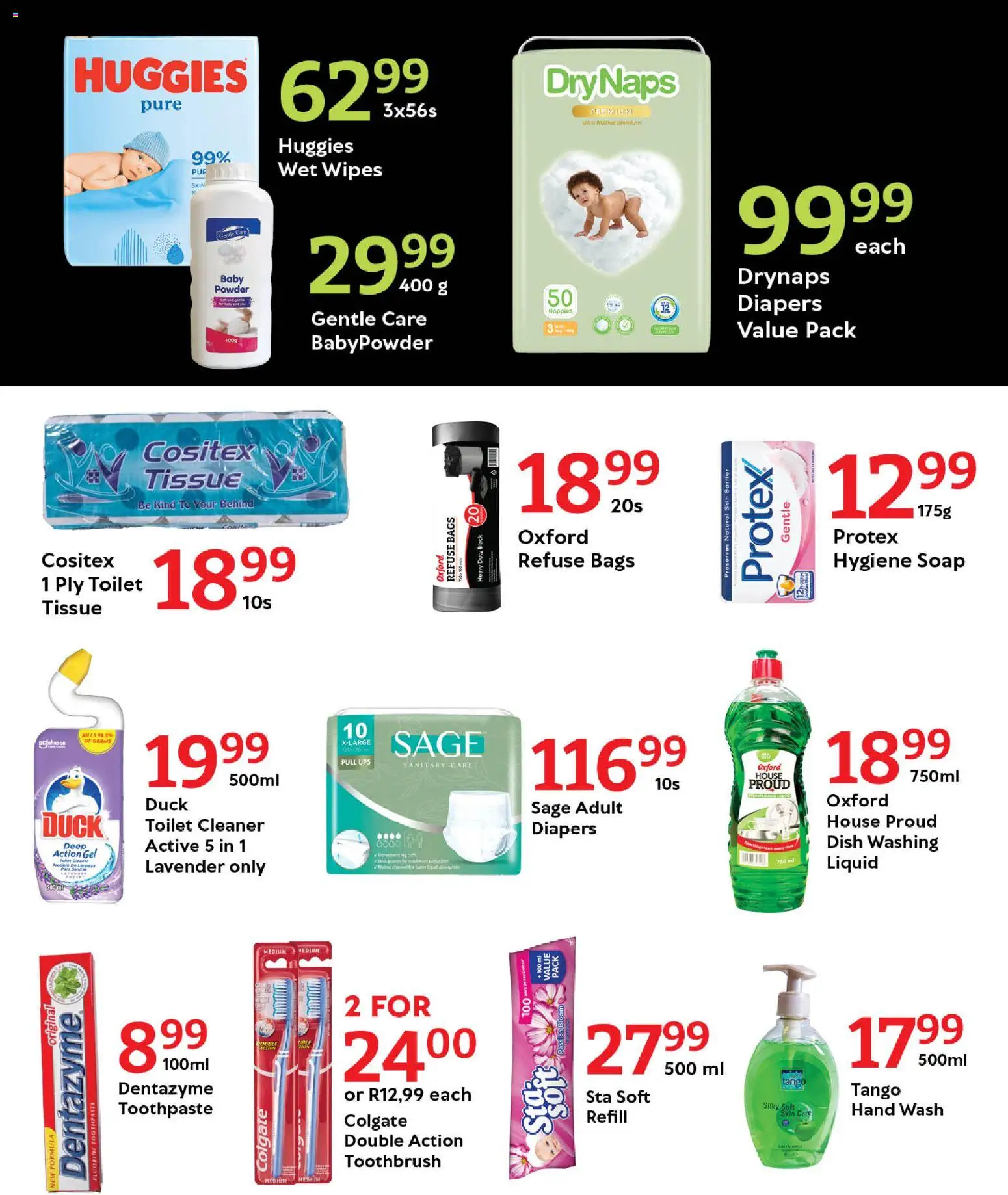 New Oxford Freshmarket catalogue – valid from 06.01.2026 | Page: 8 | Products: Powder, Refuse bags, Soap, Toothpaste