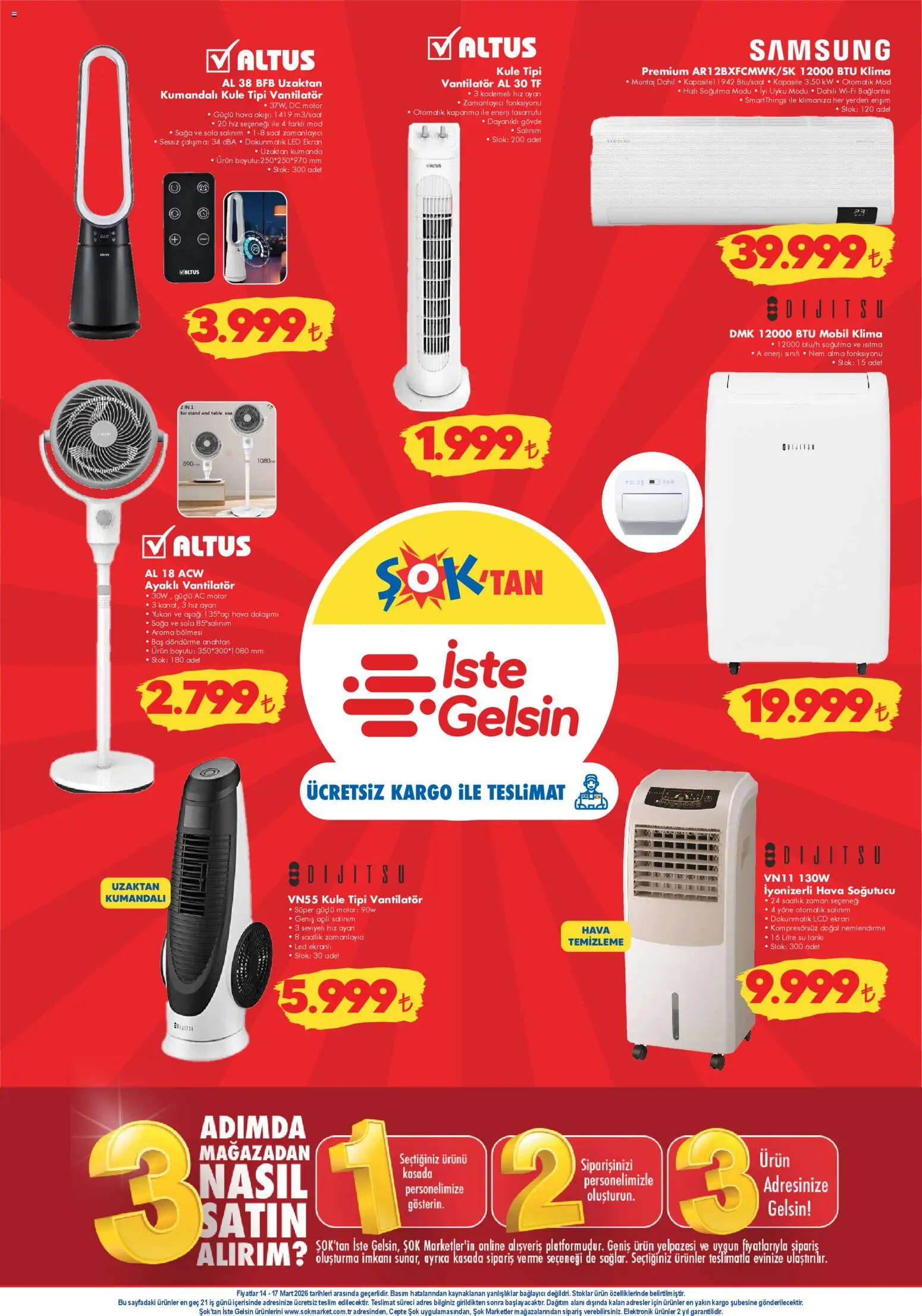 Şok Market Hafta sonu fırsatları - 14.03.2026 tarihinden itibaren geçerlidir | Sayfa: 3 | Ürünler: Su, Saat, Bağlayıcı, Klima