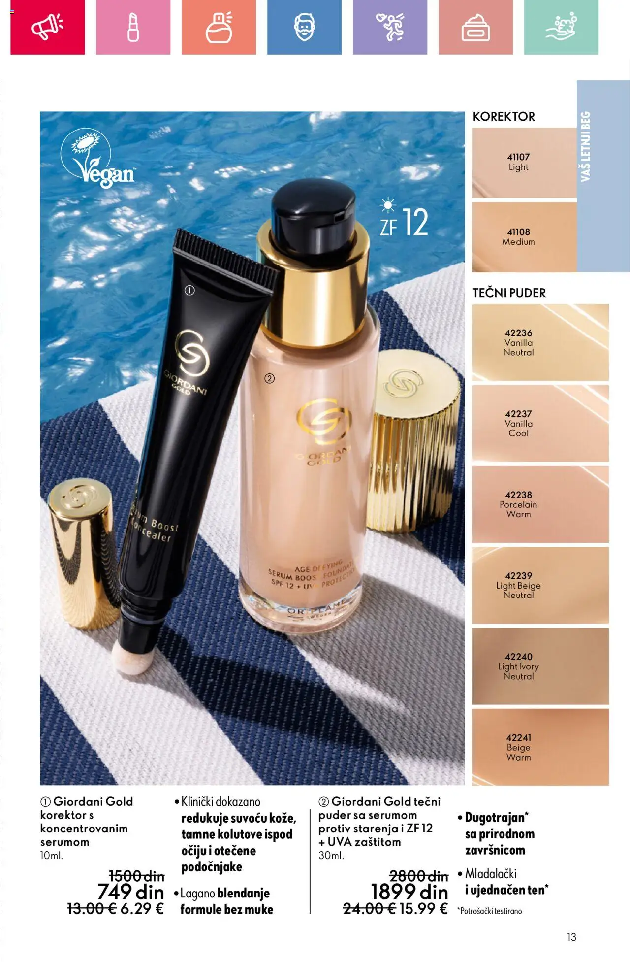 Oriflame katalog - važi od 22.06.2025 | Strana: 13 | Proizvode: Tečni puder, Korektor, Puder