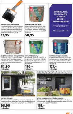 K-Rauta-mainoslehti voimassa 01.04.2026 alkaen | Sivu: 33 | Tuotteet: Maali, Sivellin, Öljy