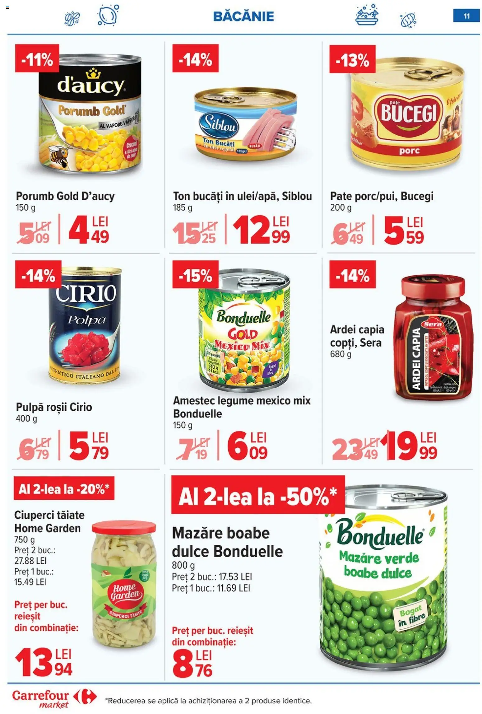 Noul catalog Carrefour – valabil de la 21.01.2026 | Pagină: 11 | Produse: Mazăre, Ciuperci, Ardei, Oțet