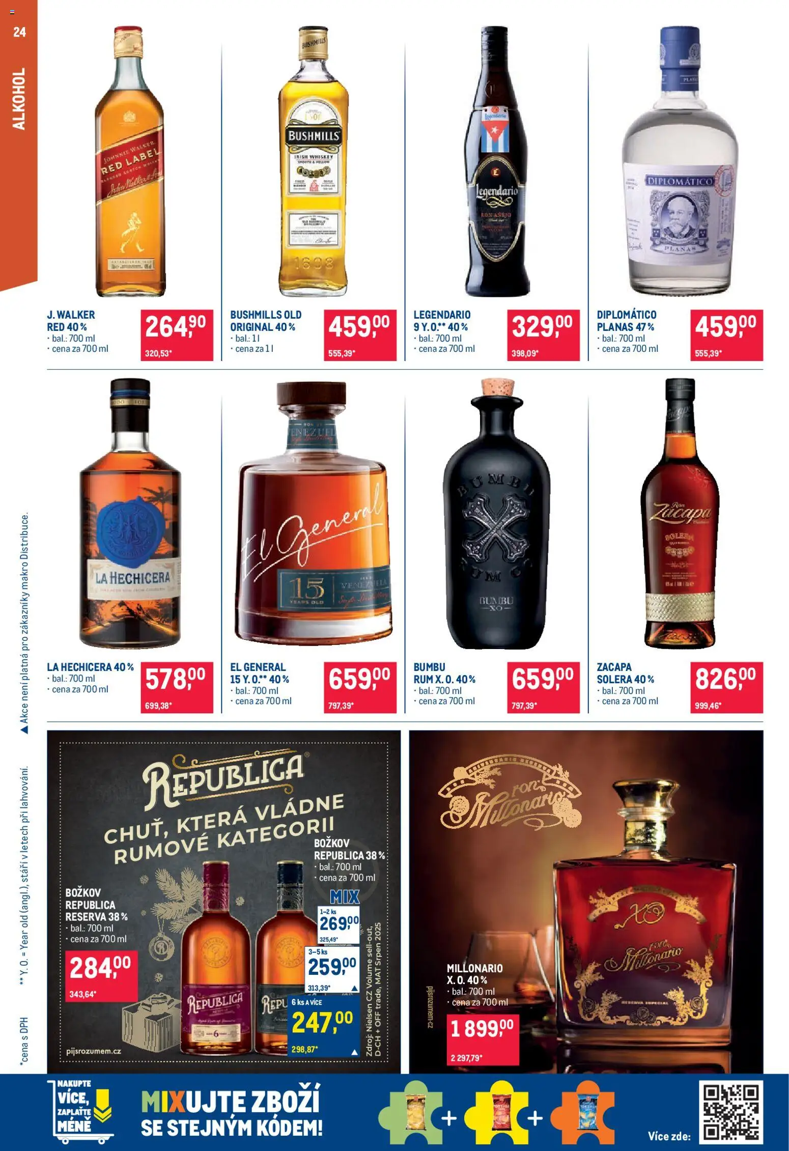Makro leták - Pro milovníky jídla od 03.12.2025 | Strana: 24 | Produkty: Diplomatico, Božkov Republica, Božkov, Legendario