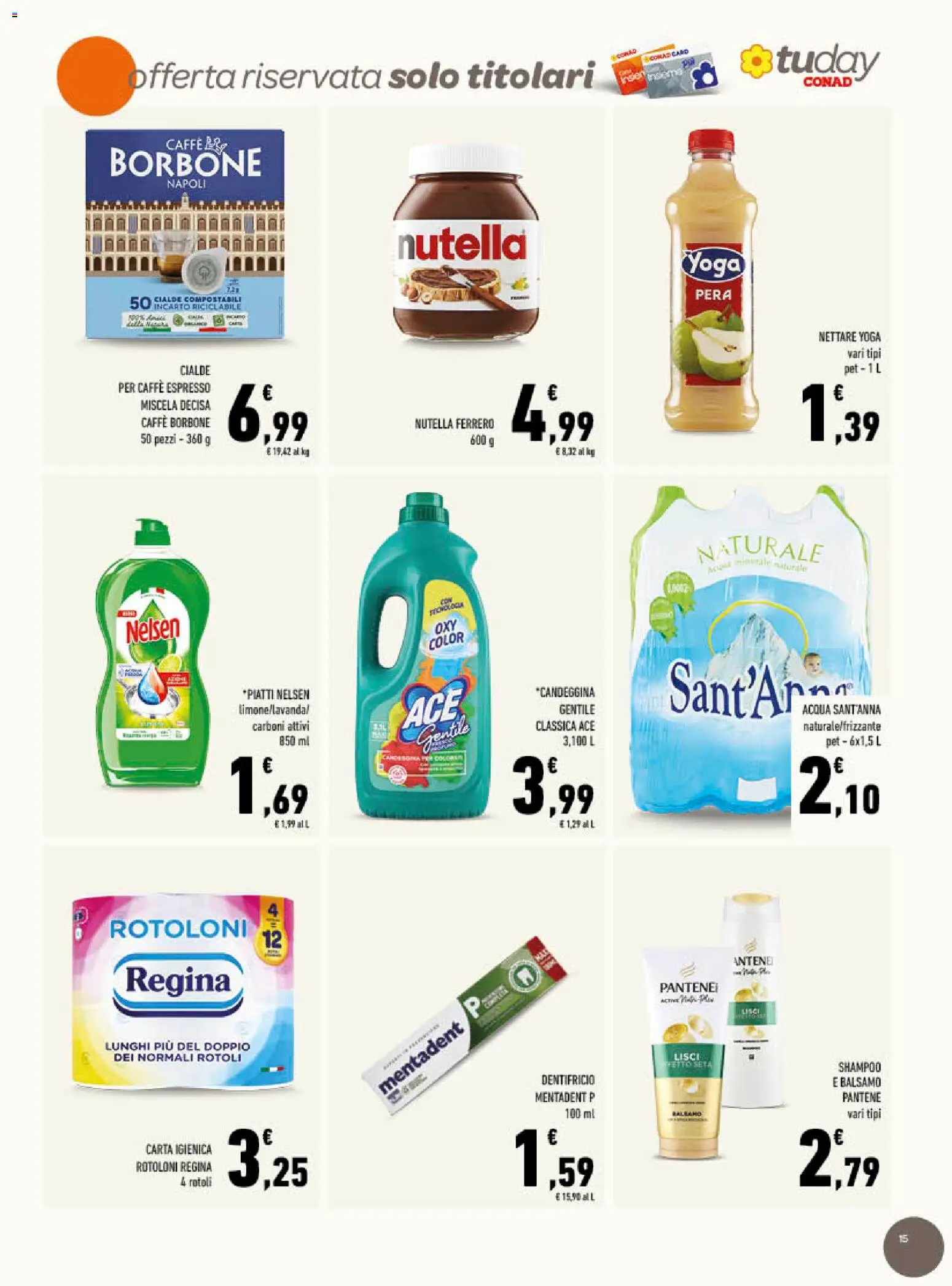 Volantino Conad del 28.01.2026 | Pagina: 15 | Prodotti: Shampoo, Caffè, Acqua, Pera