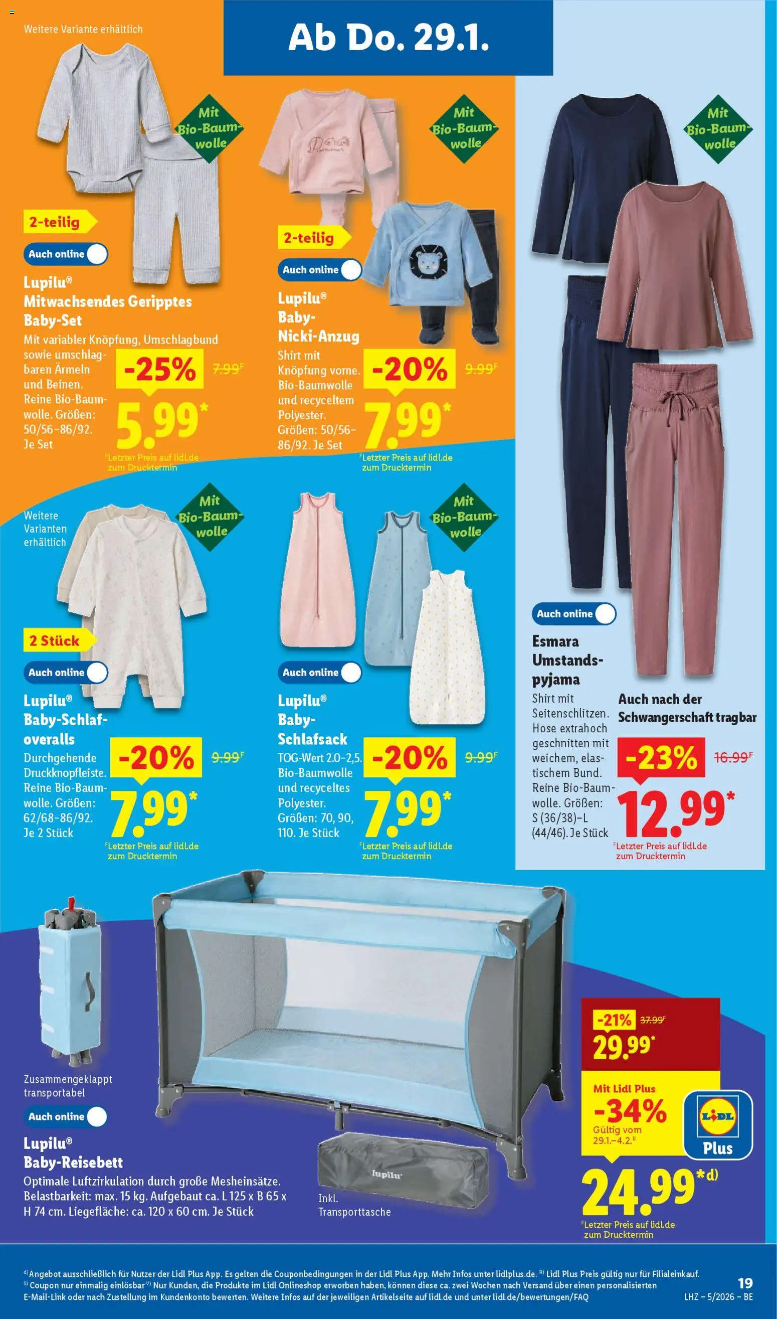 Lidl Prospekt Zossen – gültig ab 26.01.2026 | Seite: 39 | Produkte: Shirt, Schlafsack, Hose, Pyjama