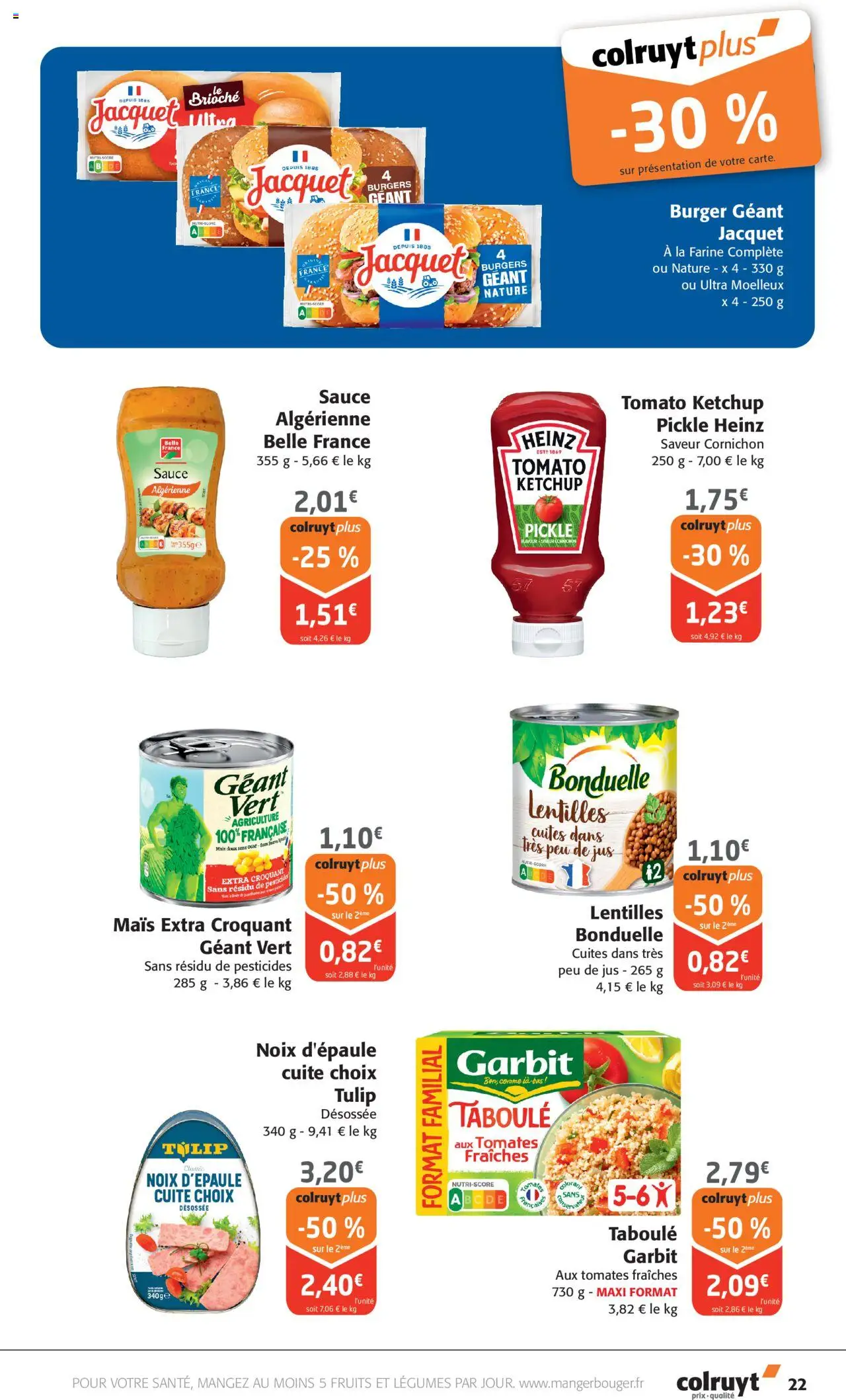  | Page: 22 | Produits: Farine, Jus, Tomates, Ketchup