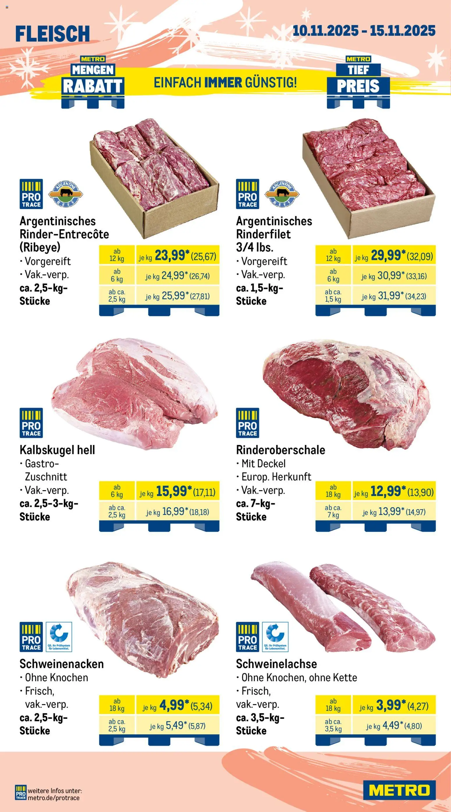 Metro Wochen-Angebote Gastro – gültig ab 10.11.2025 | Seite: 2 | Produkte: Rinderfilet, Schweinenacken, Fleisch