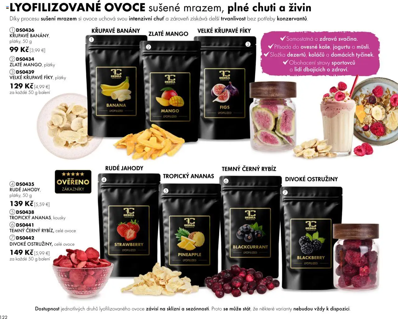 Dedra Katalog 8 2025 │ platný od 25.07.2025 | Strana: 22 | Produkty: Banány, Ananás, Jahody, Mango