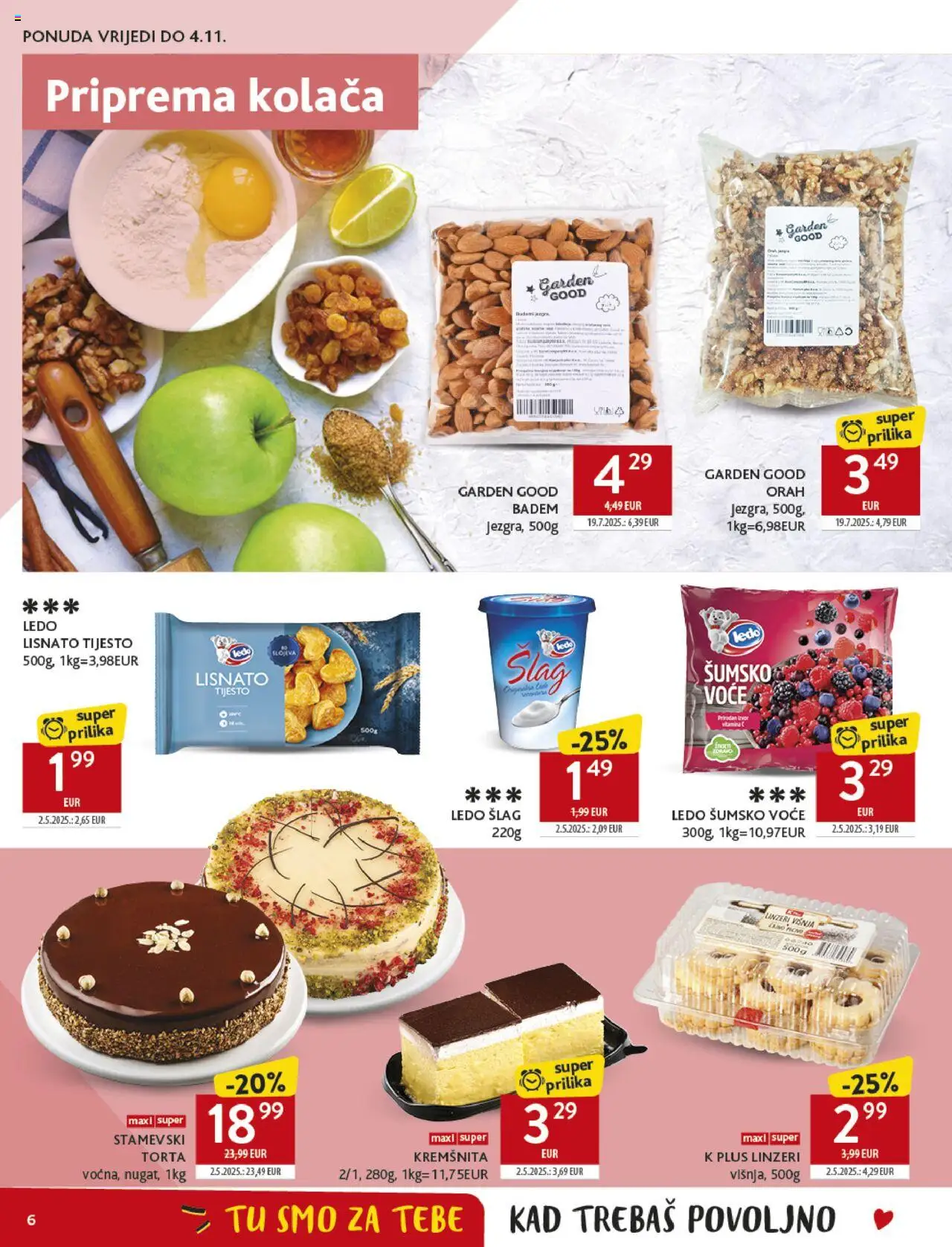 Konzum katalog | vrijedi od 22.10.2025 | Stranica: 6 | Proizvodi: Ledo, Voće, Badem, Torta