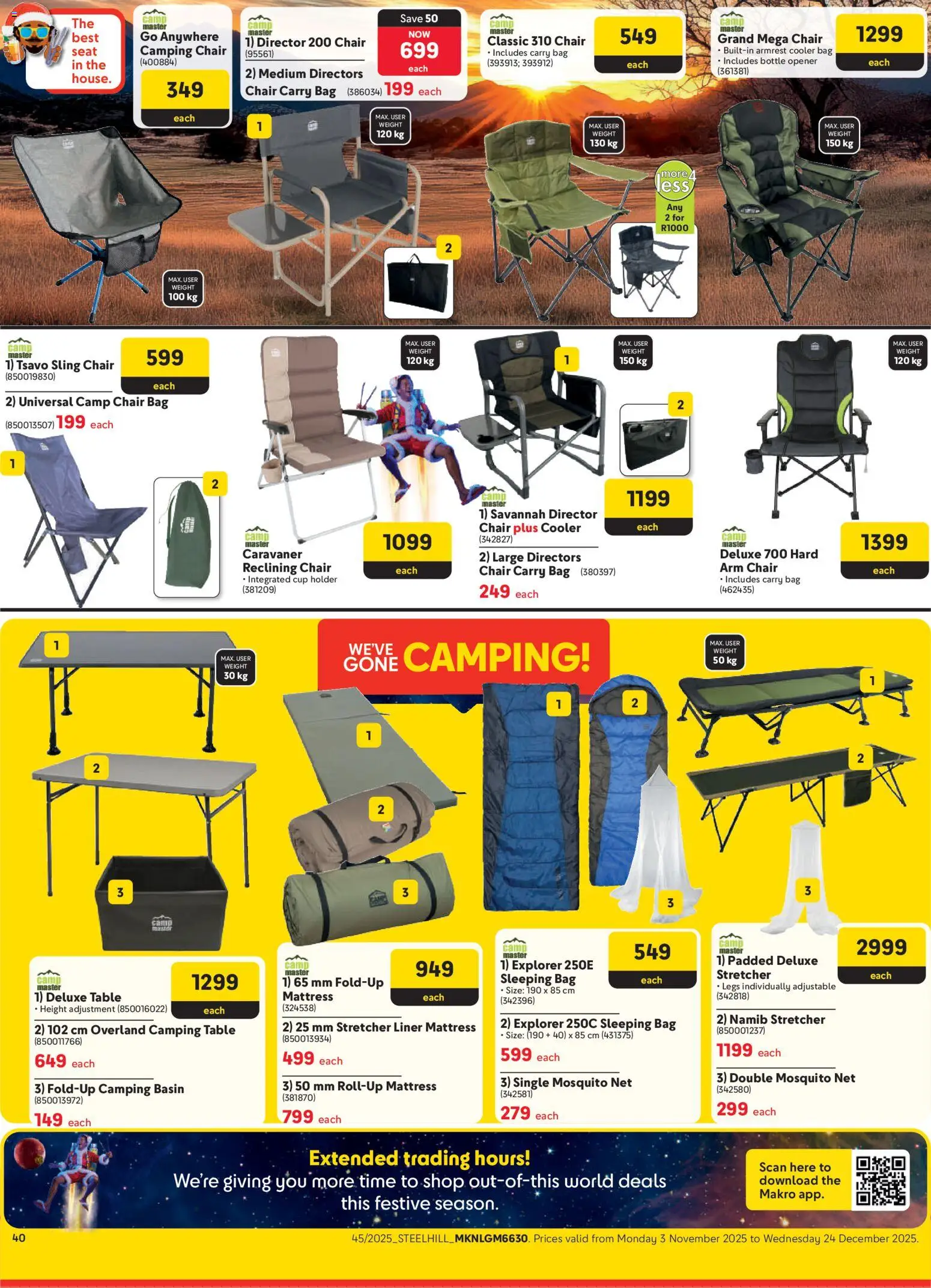 New Makro catalogue – valid from 03.11.2025 | Page: 40 | Products: Bag, Chair, Cooler, Sleeping bag