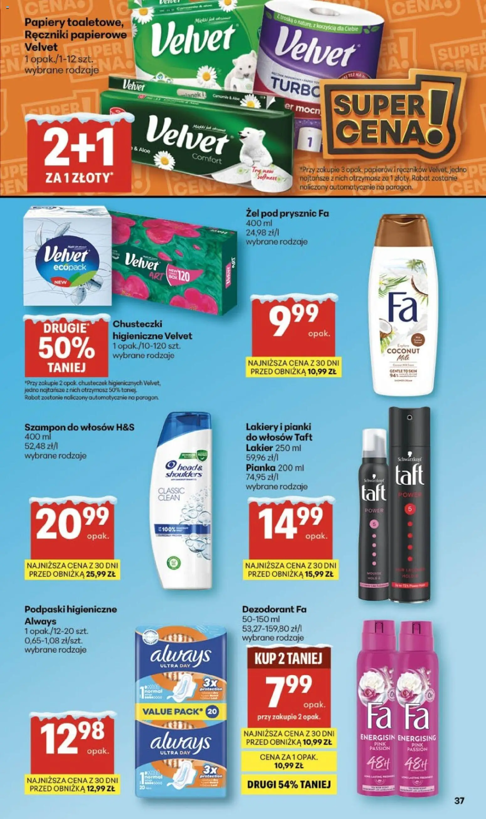 Delikatesy Centrum Gazetka od 15.01.2026 | Strona: 37 | Produkty: Podpaski, Prysznic, Szampon, Żel pod prysznic