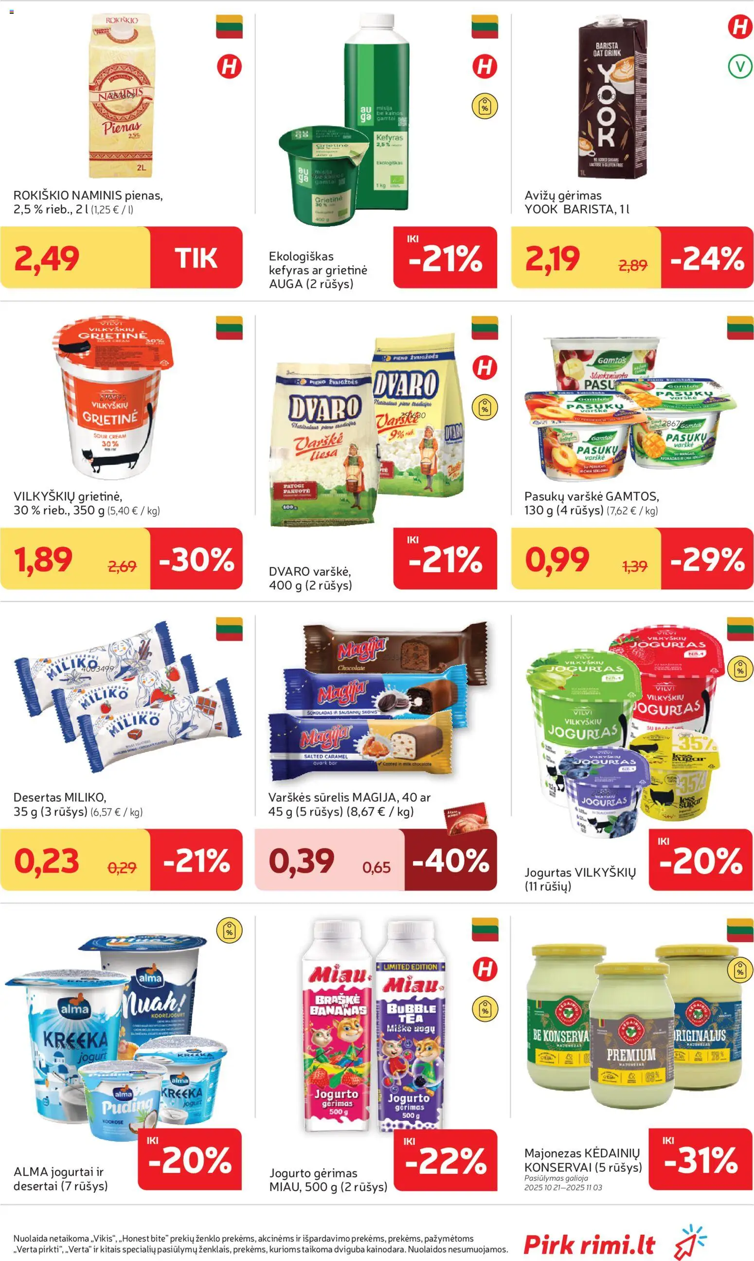 Rimi akcijos nuo 28.10.2025 | Puslapis: 21 | Prekių: Sūrelis, Varškė, Jogurto gėrimas, Grietinė