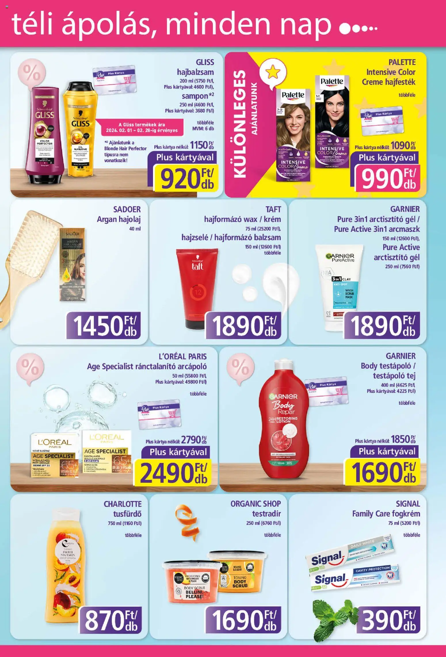 Plus Market akciós ujság - amely érvényes a következő dátumtól: 19.02.2026 | Oldal: 3 | Termékek: Body, E vitamin, Tej, Hajolaj