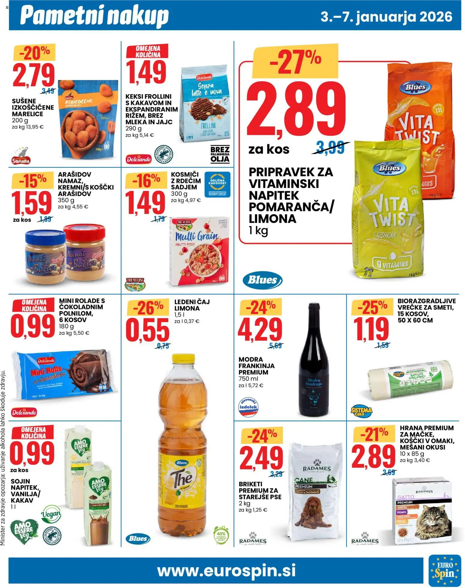 Novi Eurospin katalog ponudbe – veljaven od 03.01.2026 | Stran: 7 | Izdelki: Keksi, Marelice, Ledeni čaj, Kosmici