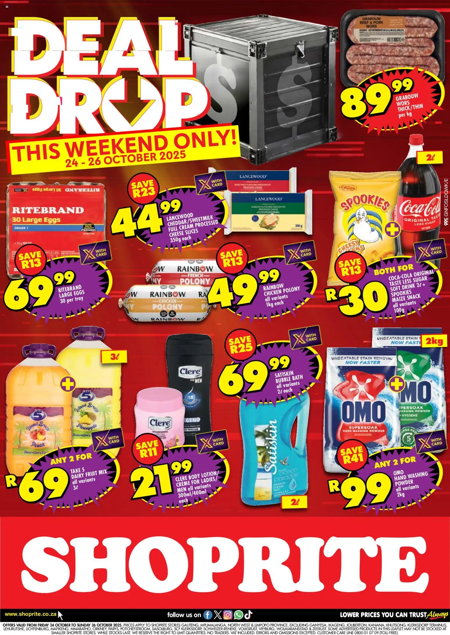 New Shoprite catalogue – valid from 24.10.2025 | Page: 1 | Products: Tray, Cheese, Powder, Sugar