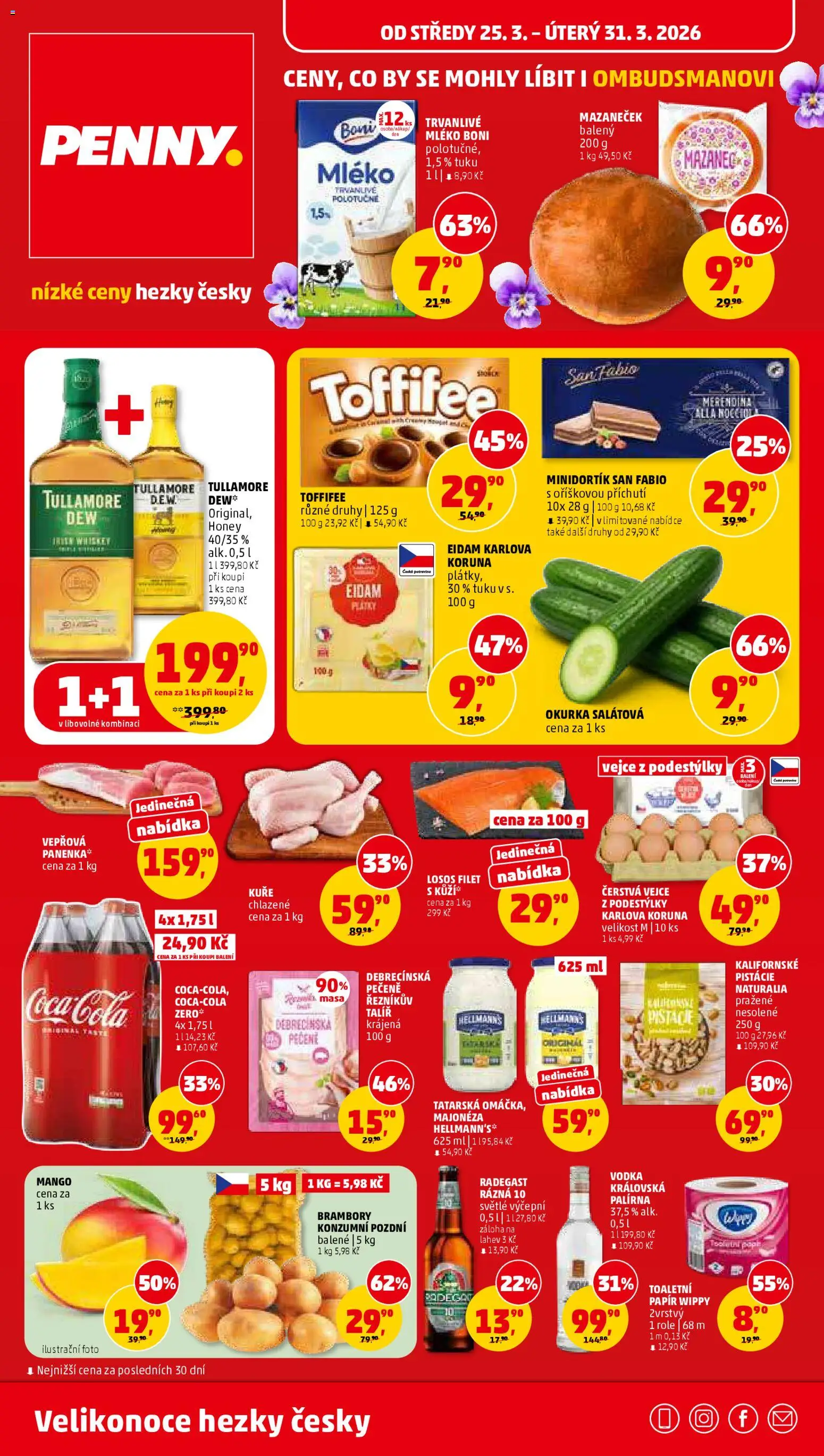 Penny Market leták od 25.03.2026 | Strana: 1 | Produkty: Panenka, Toffifee, Coca cola, Brambory