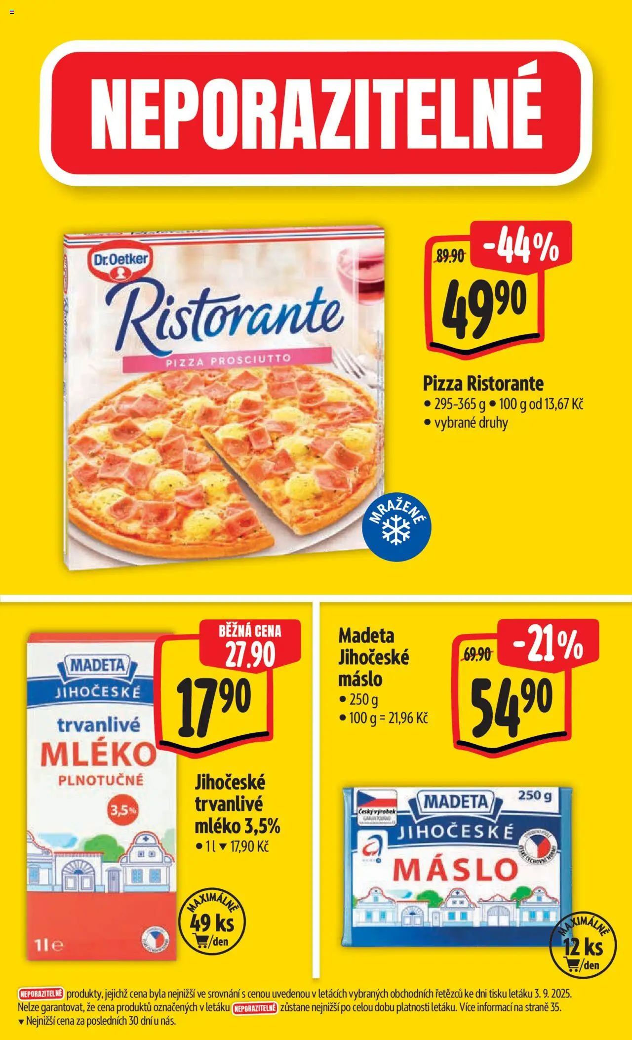 Albert leták - Strakonice od 10.09.2025 | Strana: 3 | Produkty: Mléko, Pizza, Prosciutto, Pizza Ristorante