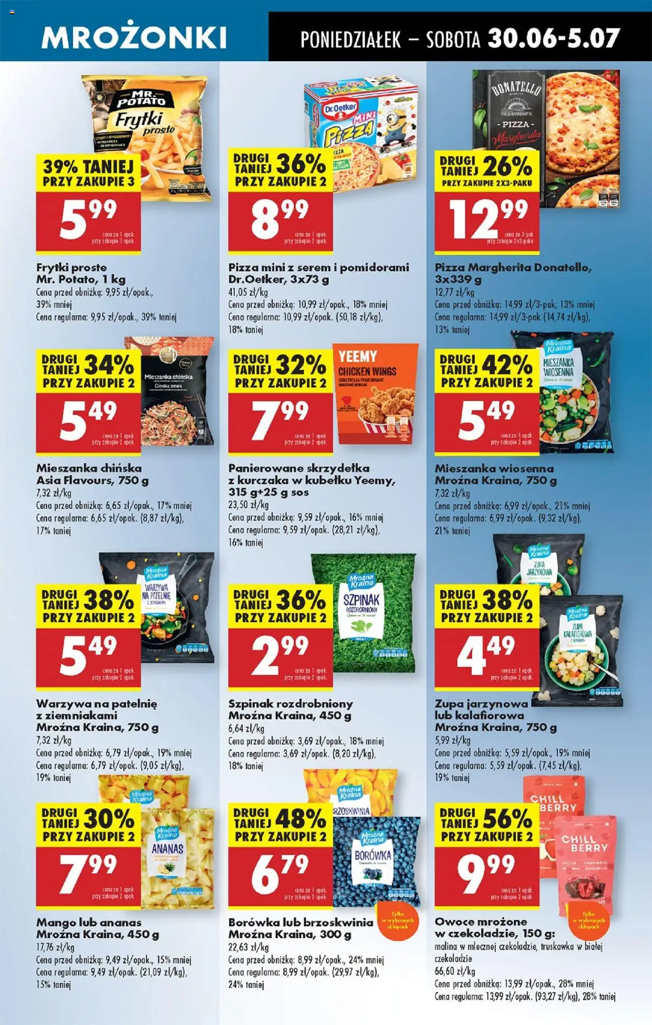 Biedronka gazetka od 30.06.2025 | Strona: 45 | Produkty: Brzoskwinia, Mieszanka wiosenna, Frytki, Warzywa