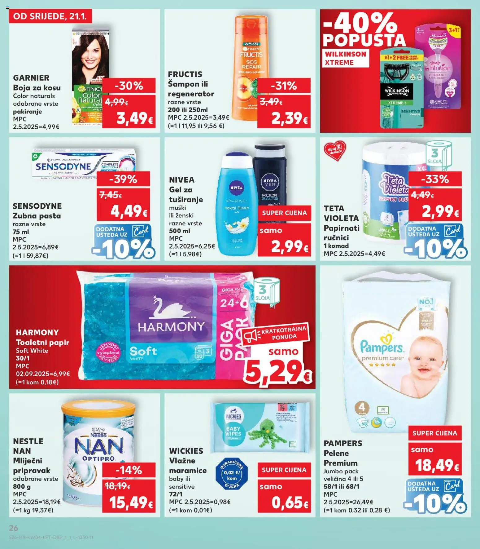 Kaufland katalog | vrijedi od 21.01.2026 | Stranica: 26 | Proizvodi: Boja za kosu, Papirnati ručnici, Toaletni papir, Garnier