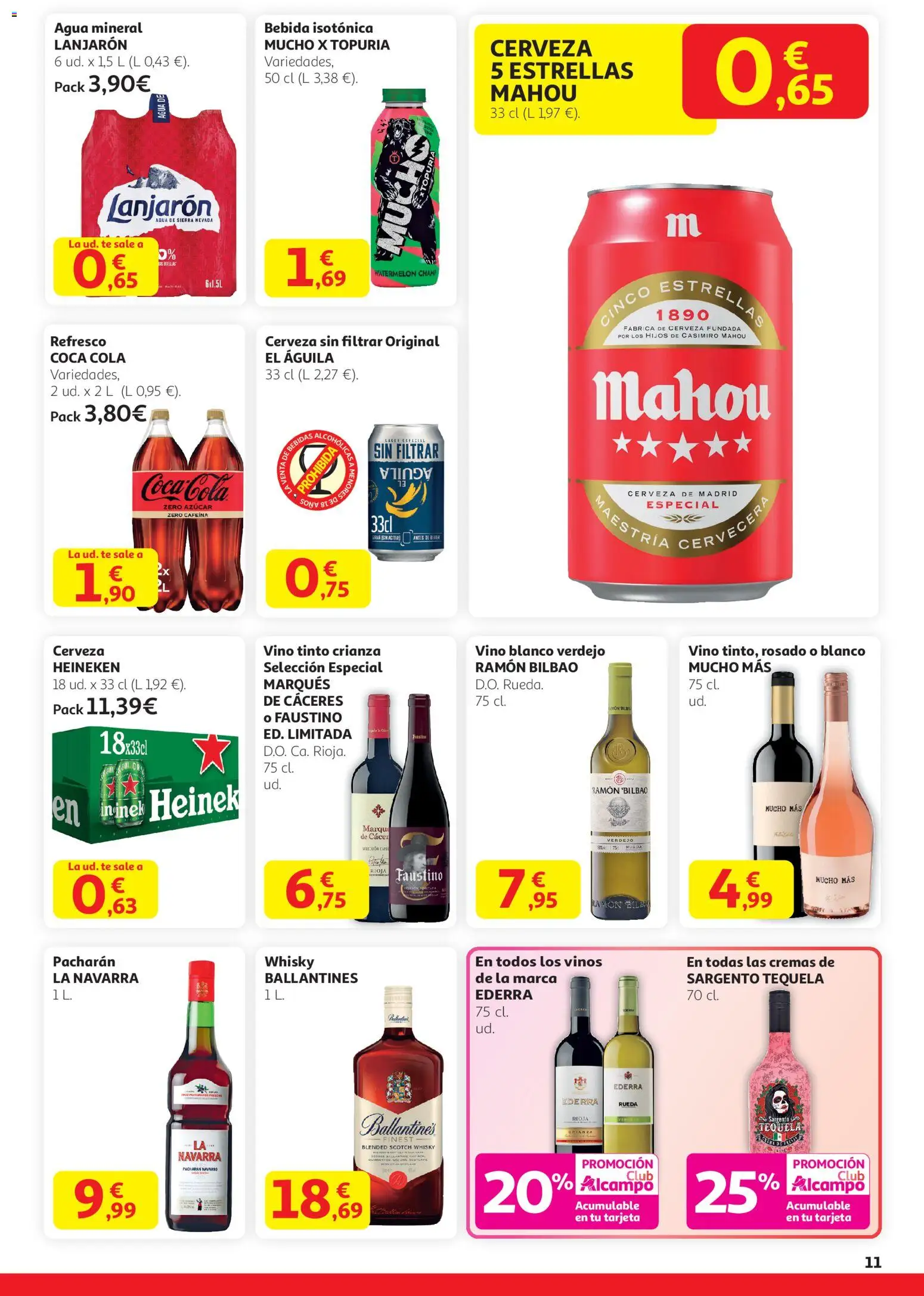 Alcampo - folleto │ válido desde el 29.01.2026 | Página: 11 | Productos: Vino, Té, Whisky, Σπανάκι