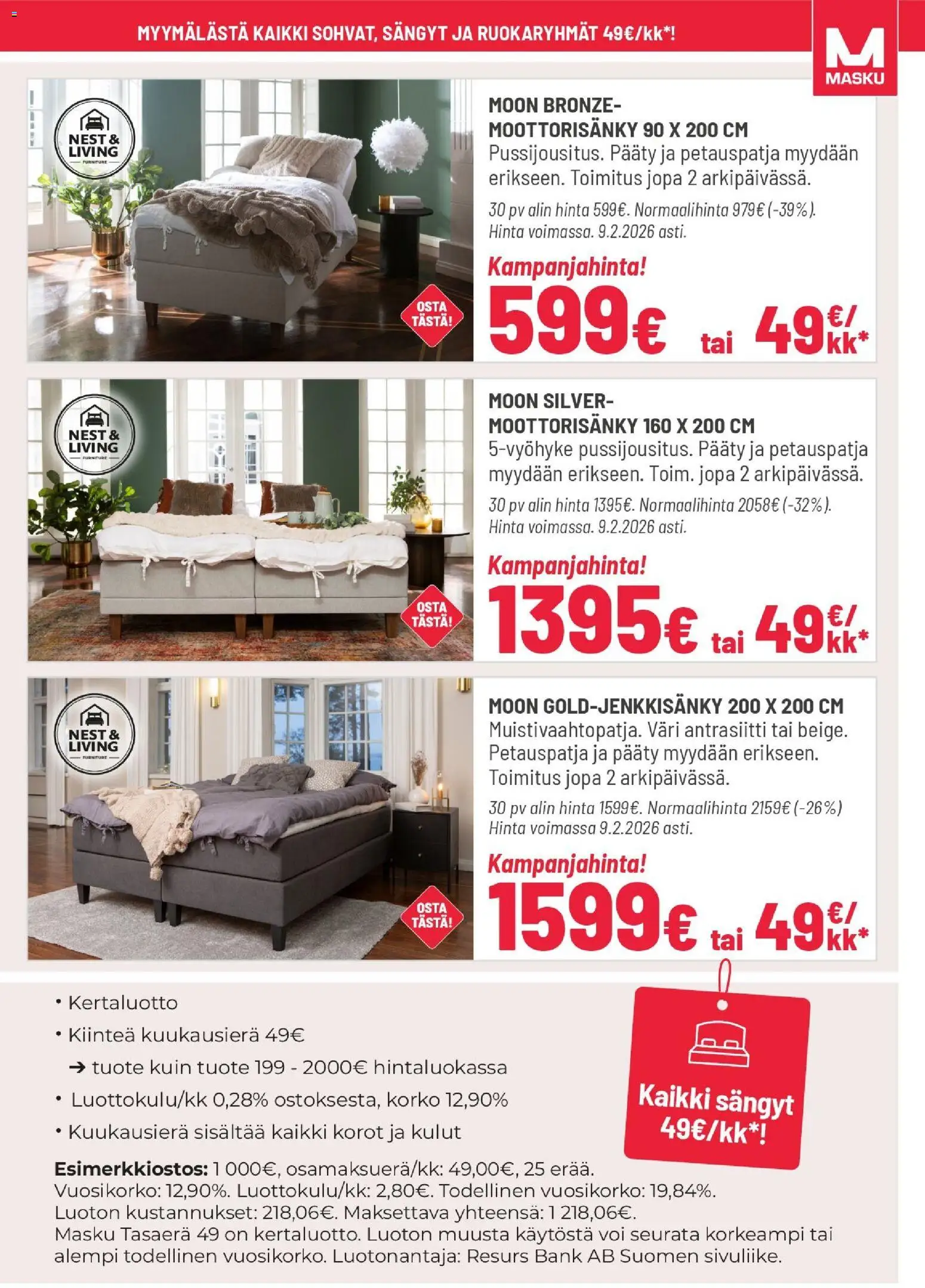 Masku tarjoukset – voimassa 03.02.2026 alkaen | Sivu: 5 | Tuotteet: Moottorisänky, Voi, Petauspatja