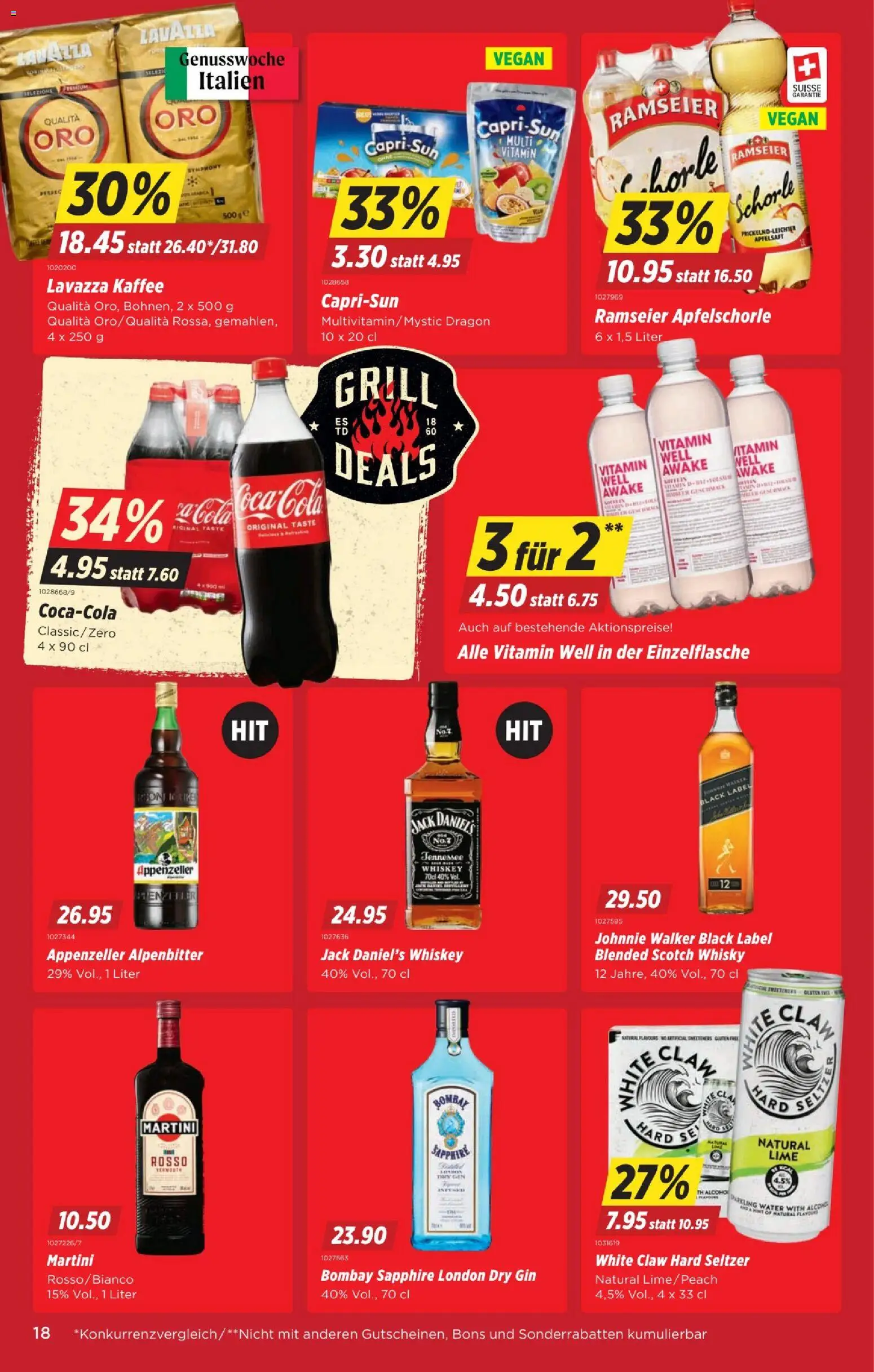 Denner aktionen – gültig ab 23.04.2026 | Seite: 18 | Produkte: Apfelsaft, Kaffee, Gin, Apple