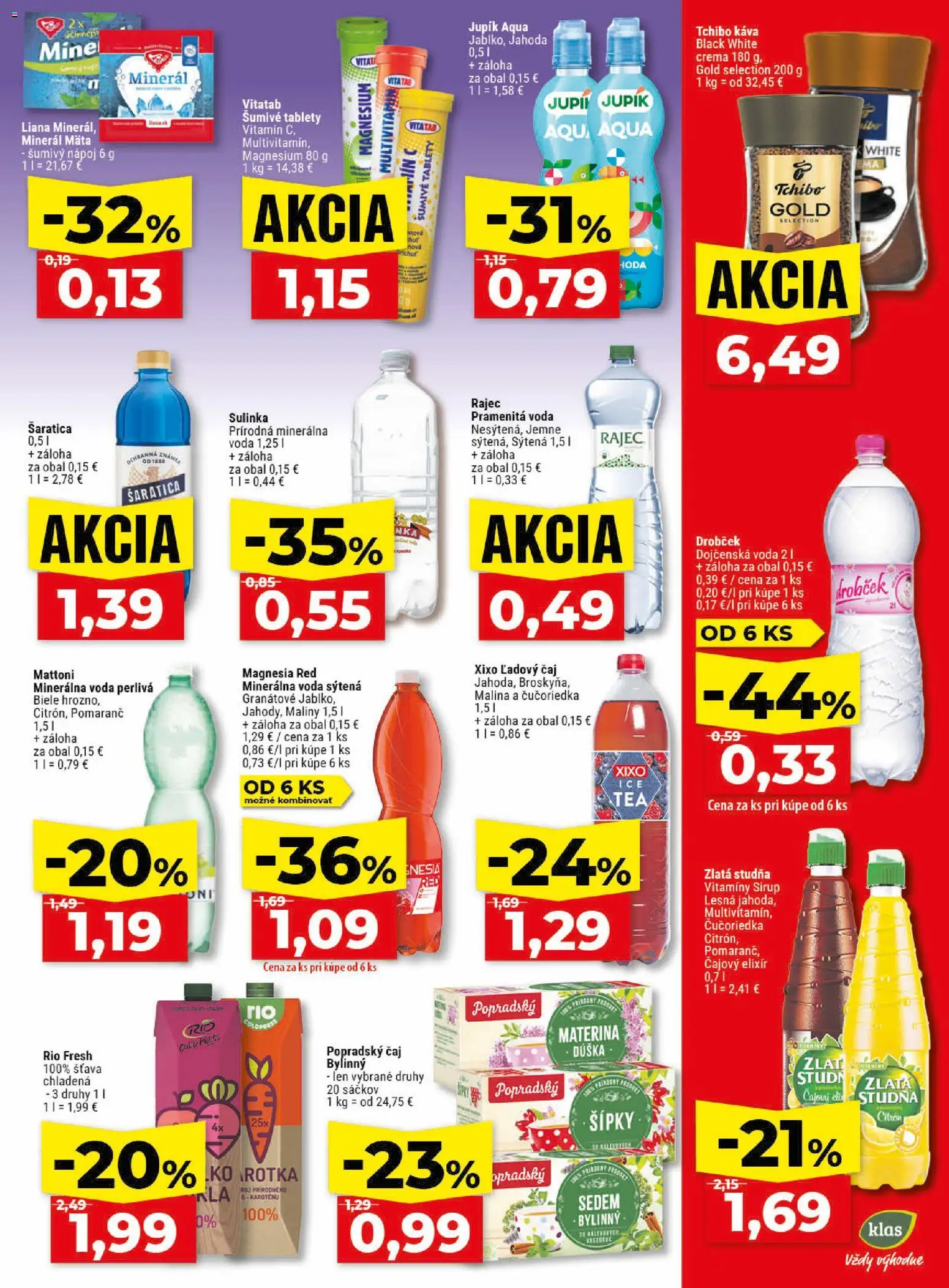 Nové Klas akcie – leták je platný od 27.04.2026 | Strana: 24 | Produkty: Káva, Rajec, Voda, Minerálna voda
