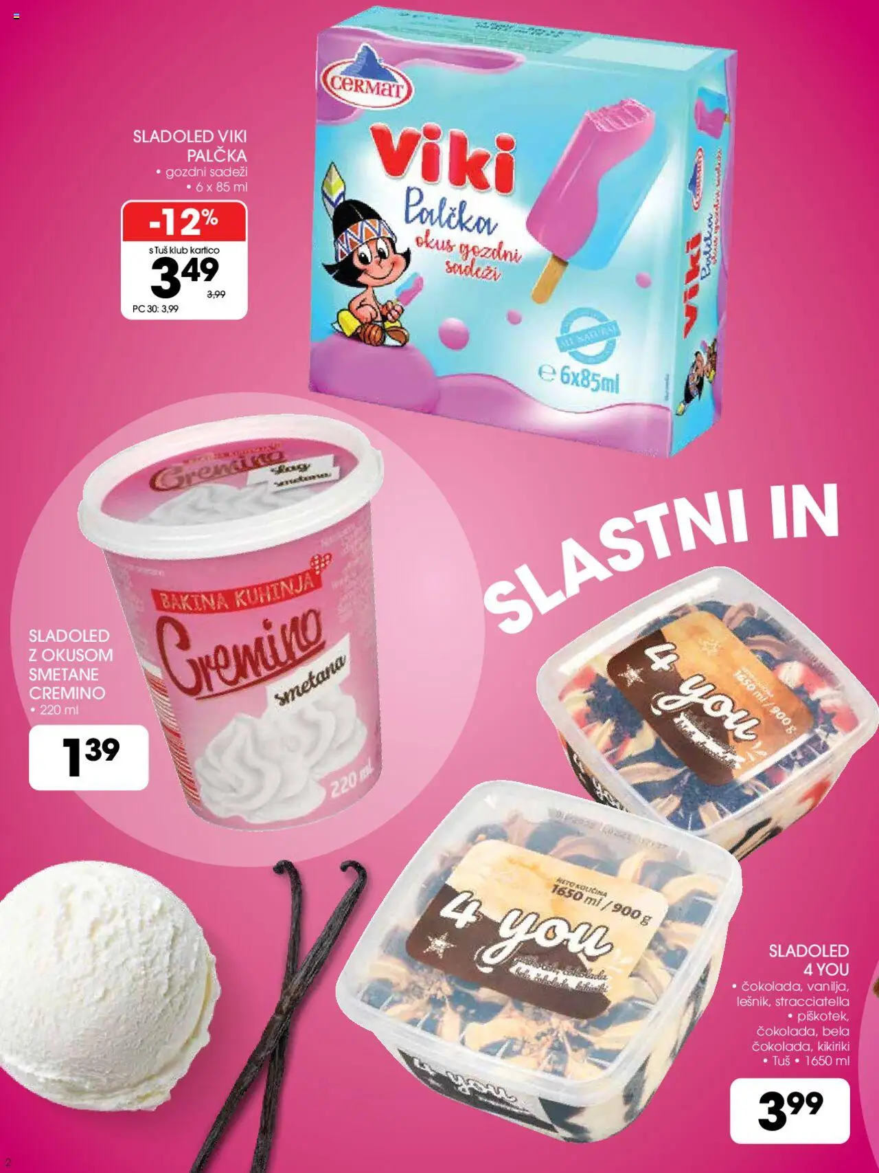 Tuš katalog poletje v kornetu │ velja od 02.07.2025 | Stran: 2 | Izdelki: Smetana, Sladoled