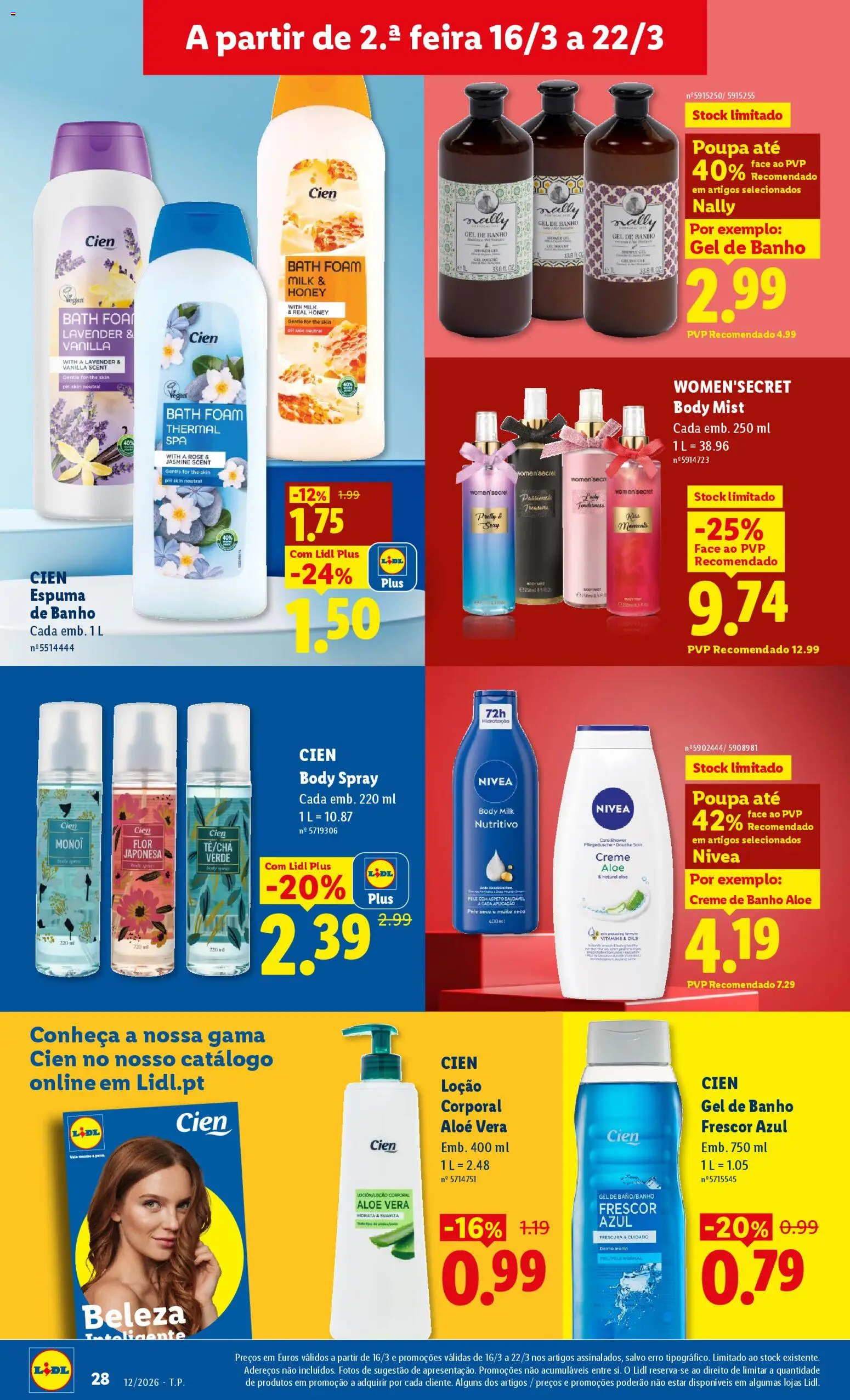 Lidl folheto │ válido de 16.03.2026 | Página: 28 | Produtos: Gel de banho, Espuma de banho, Banho, Creme