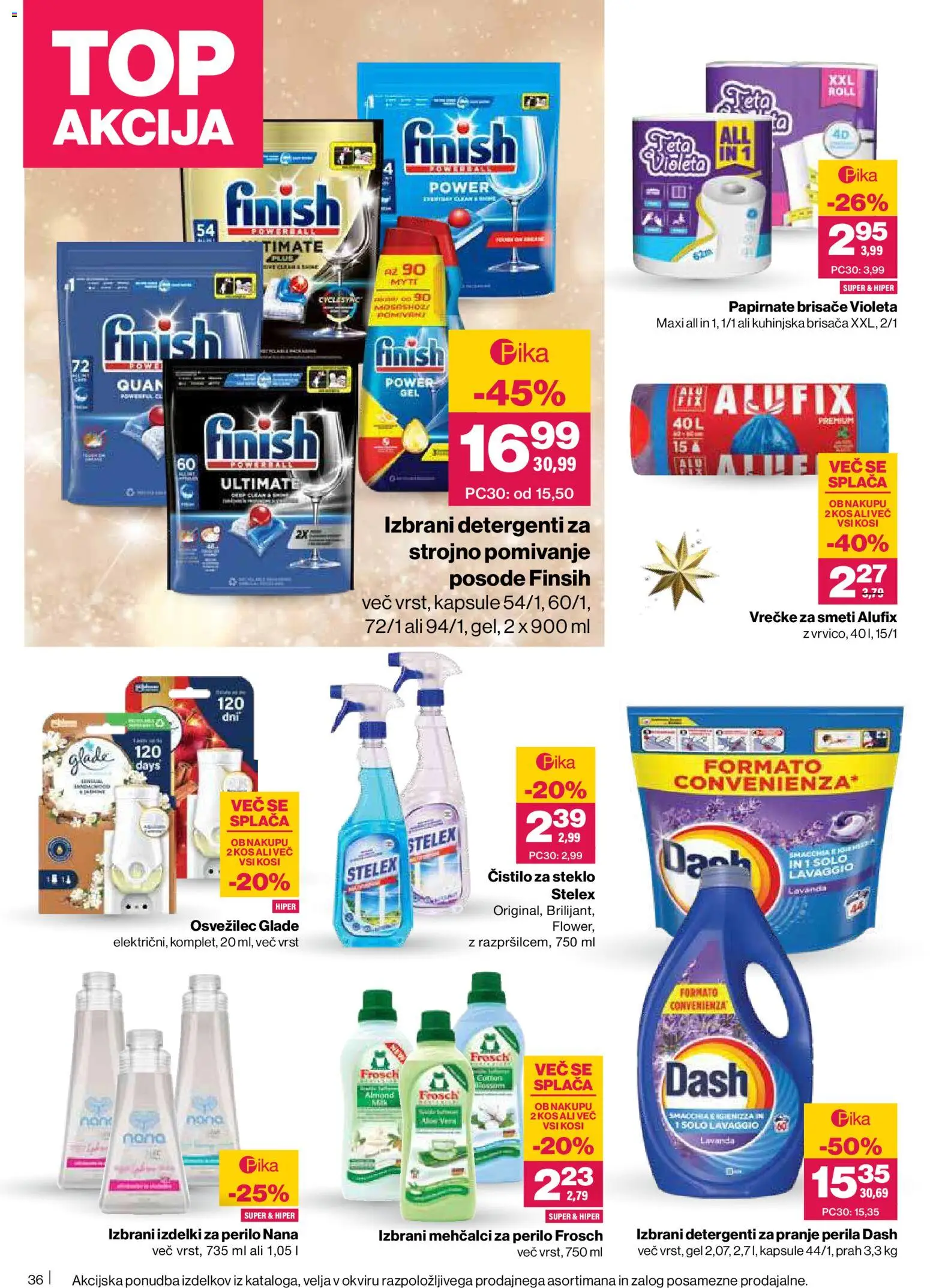 Novi Mercator katalog ponudbe – veljaven od 11.12.2025 | Stran: 36 | Izdelki: Čistilo za steklo, Brisača, Papirnate brisače, Detergent