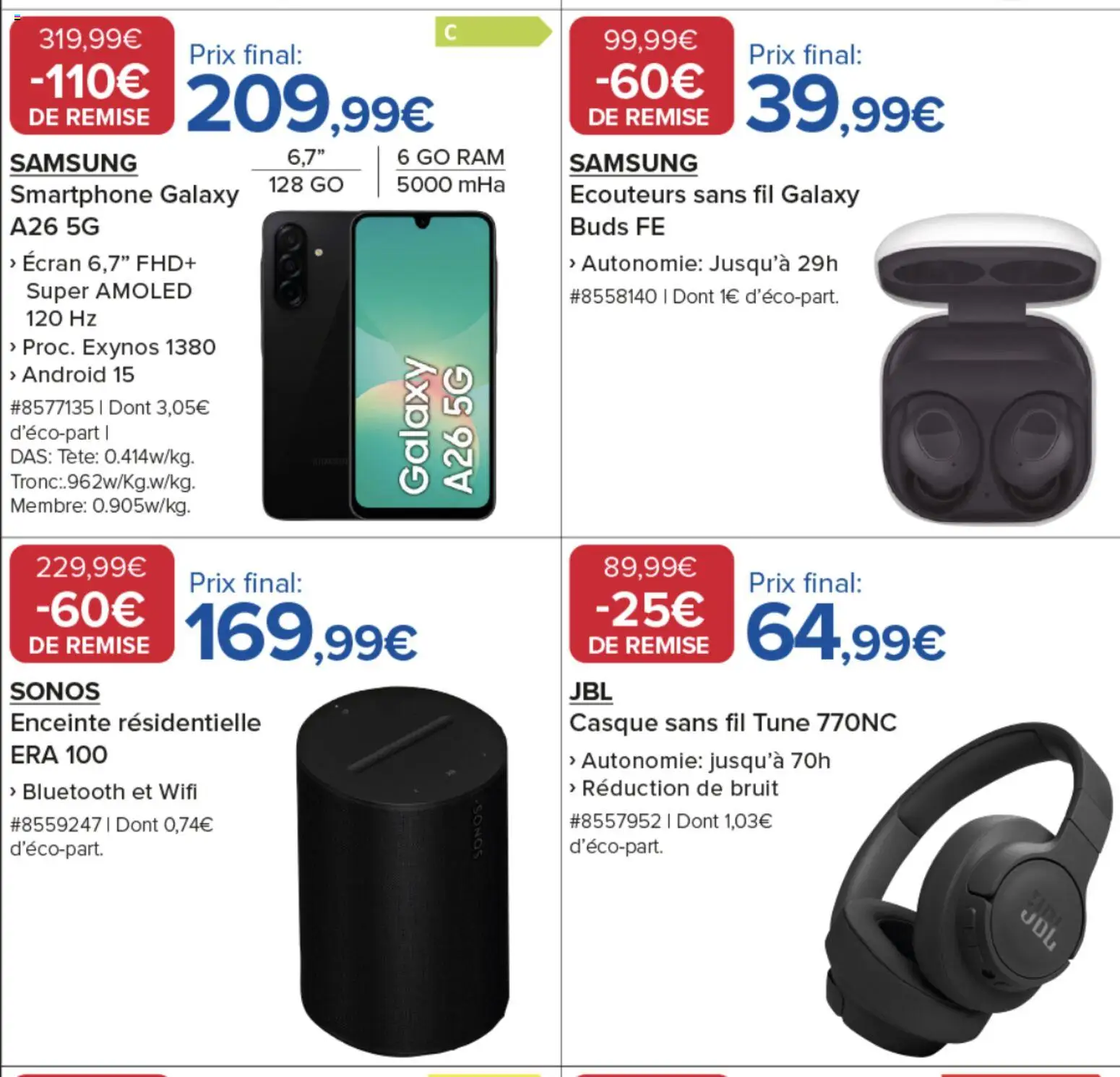 {H1} | Page: 3 | Produits: Smartphone, Écouteurs, Enceinte, Casque