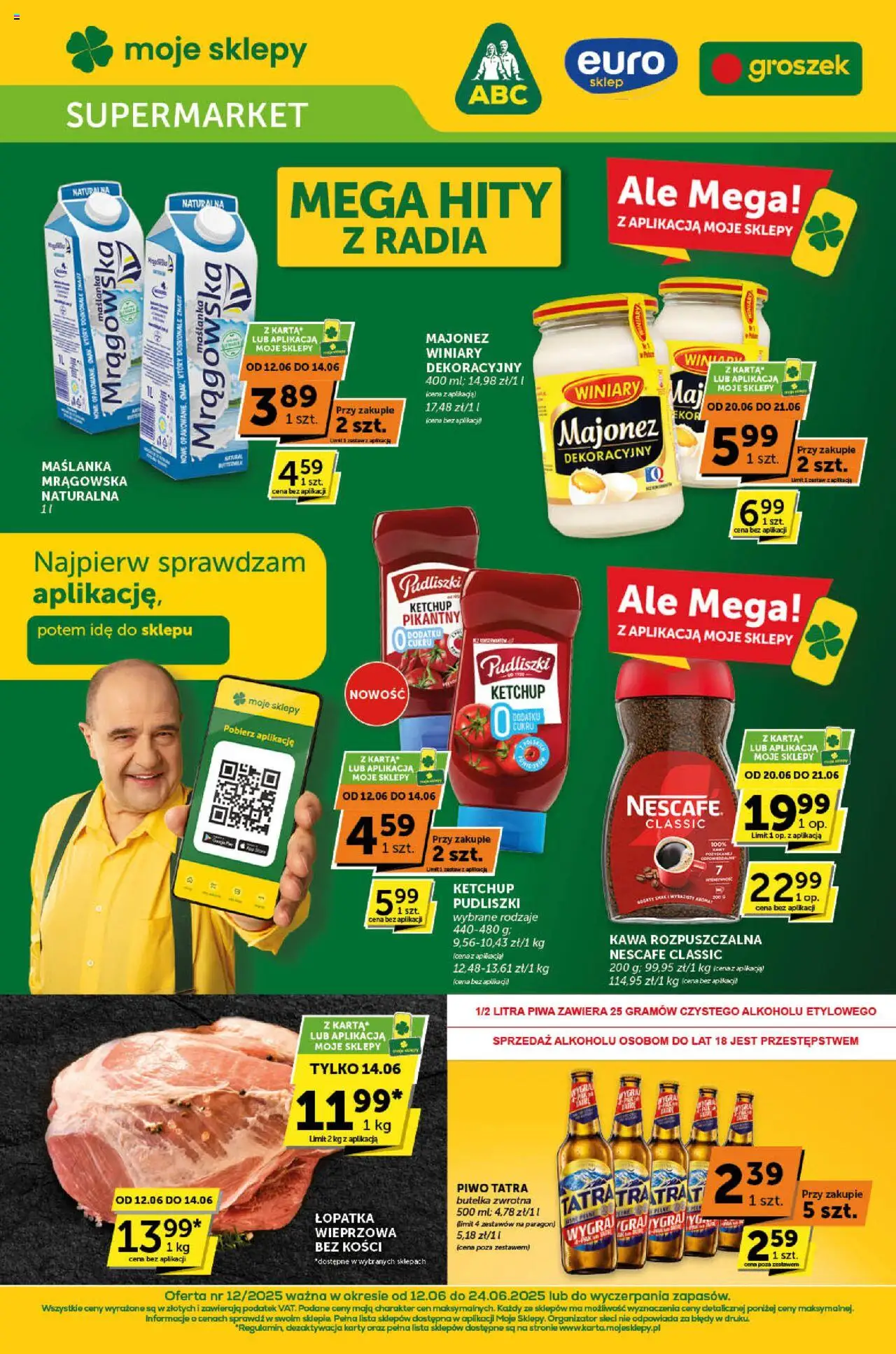 Groszek Gazetka od 12.06.2025 | Strona: 1 | Produkty: Groszek, Ketchup pudliszki, Łopatka wieprzowa, Majonez