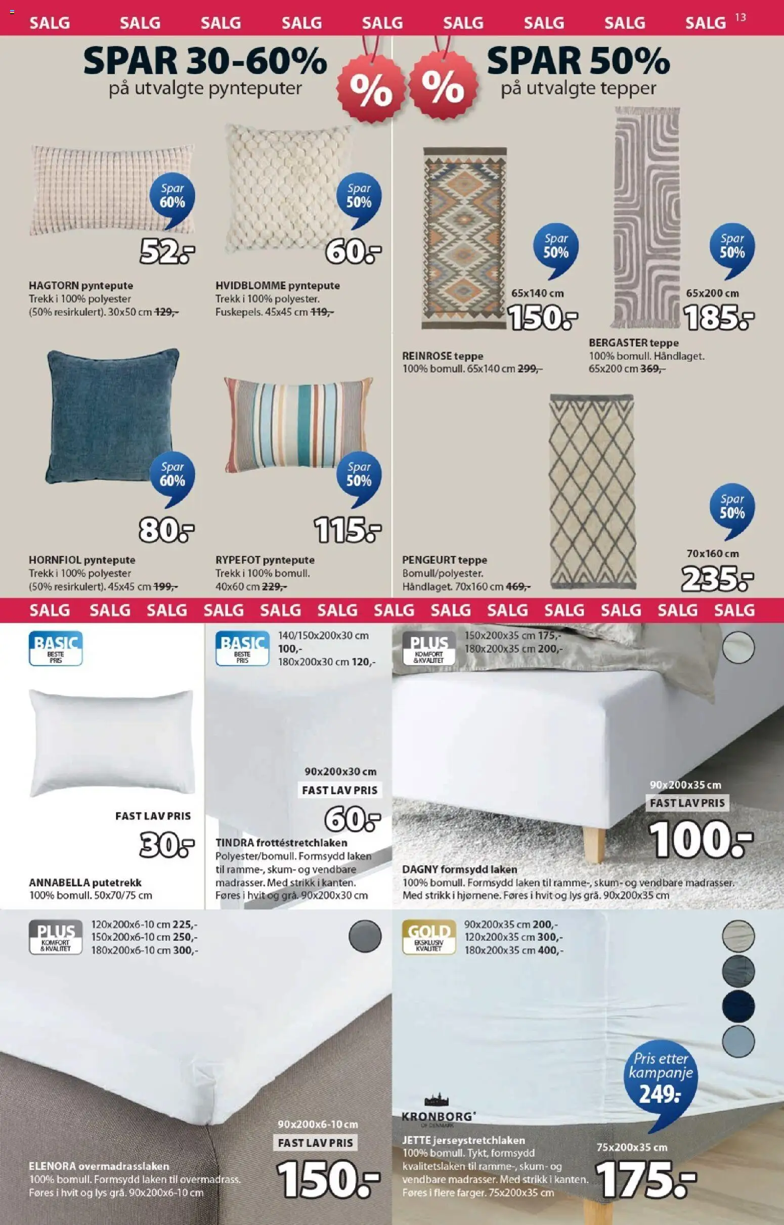 {H1} | Side: 13 | Produkter: Laken, Pyntepute, Lys, Teppe